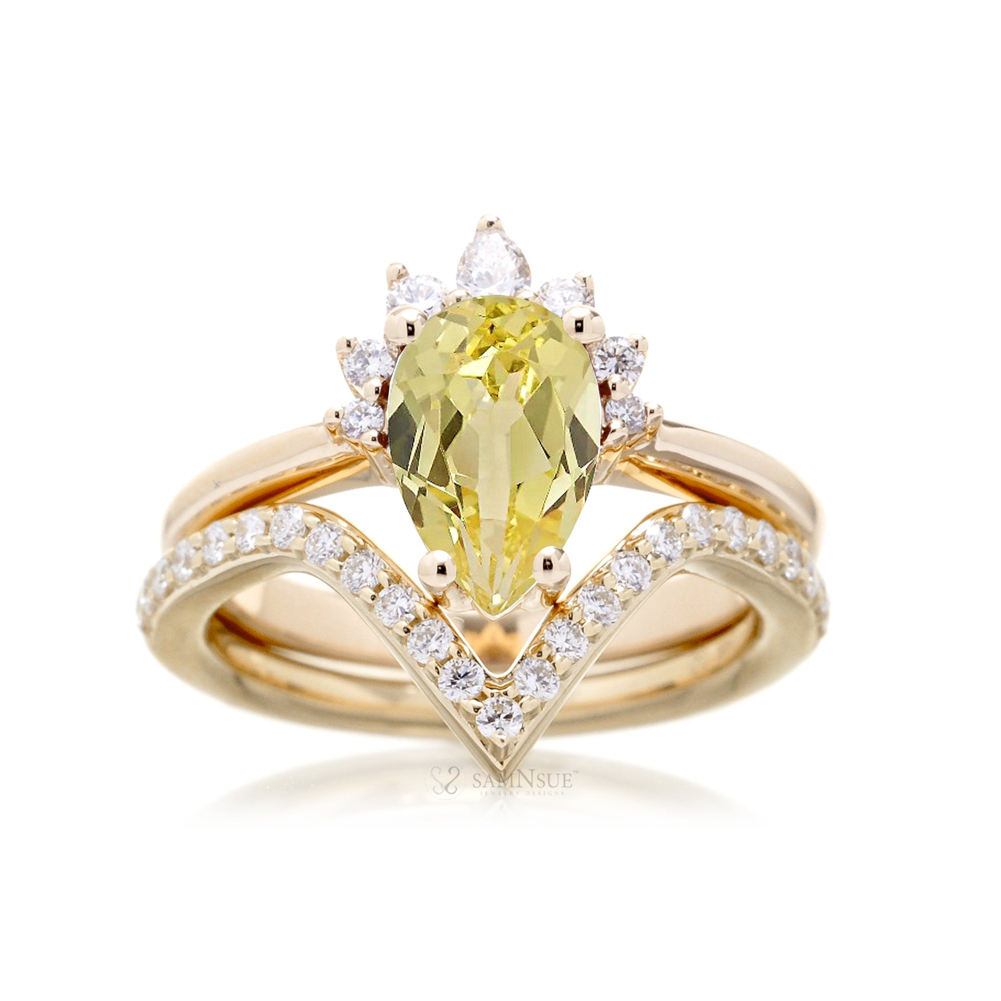 Yellow sapphire teardrop ring the Pacey  yellow gold