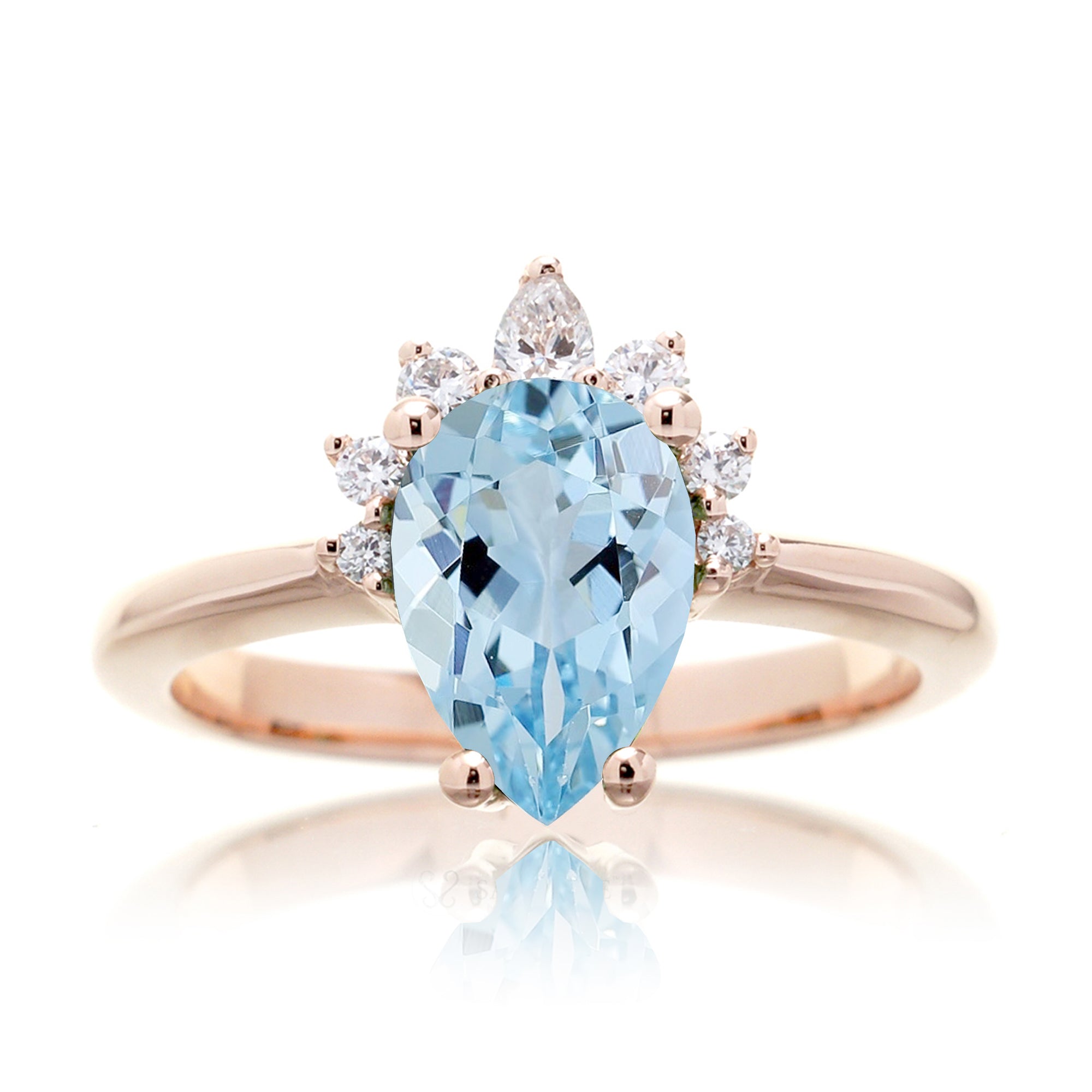 The Pacey Pear Aquamarine & Diamond Ring