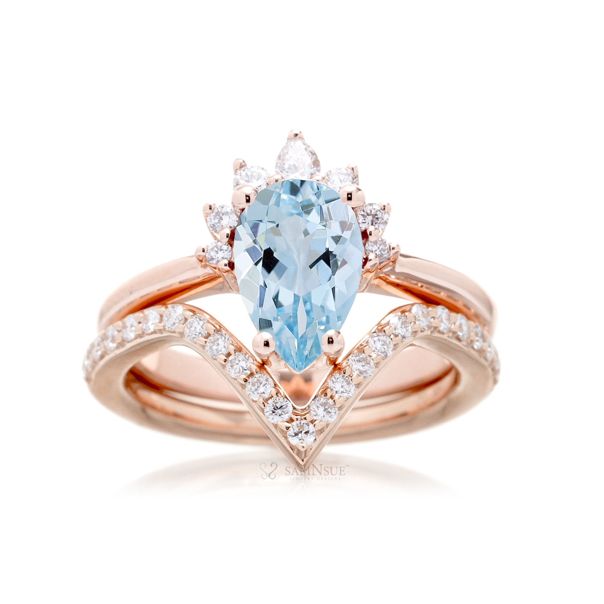 The Pacey Pear Aquamarine & Diamond Ring