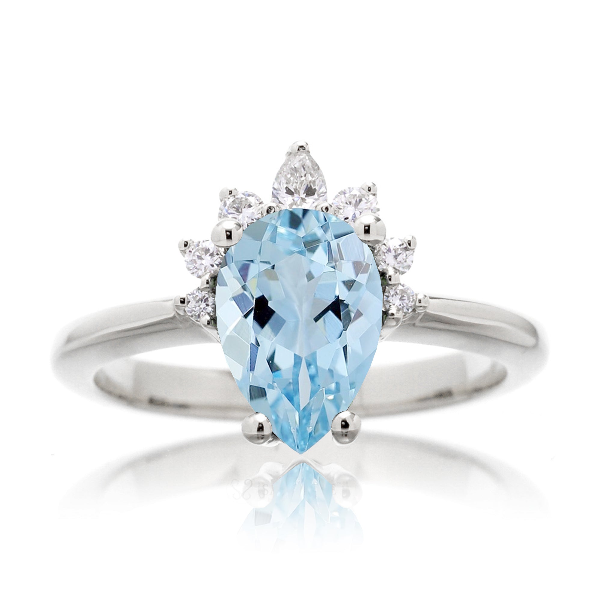 The Pacey Pear Aquamarine & Diamond Ring