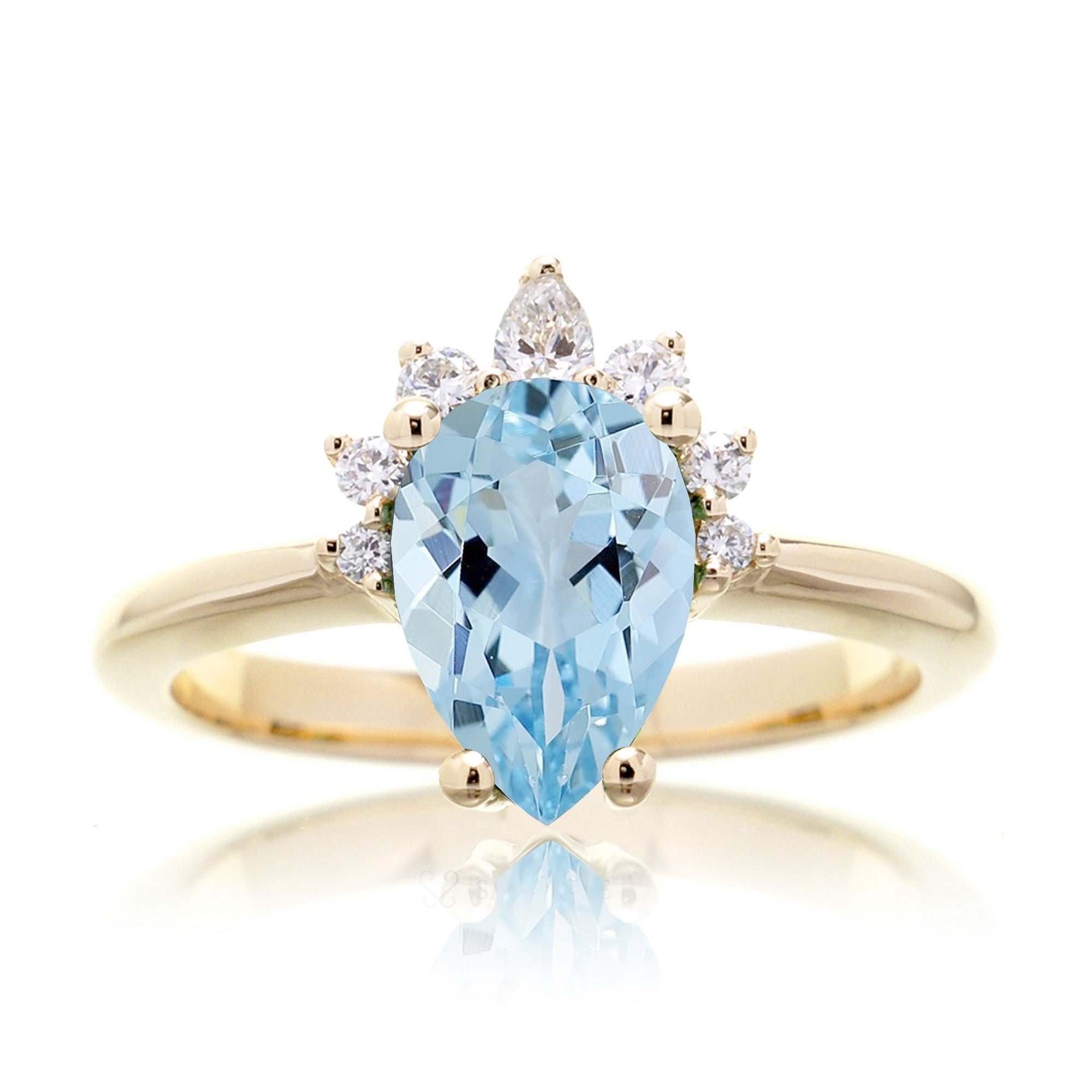 The Pacey Pear Aquamarine & Diamond Ring