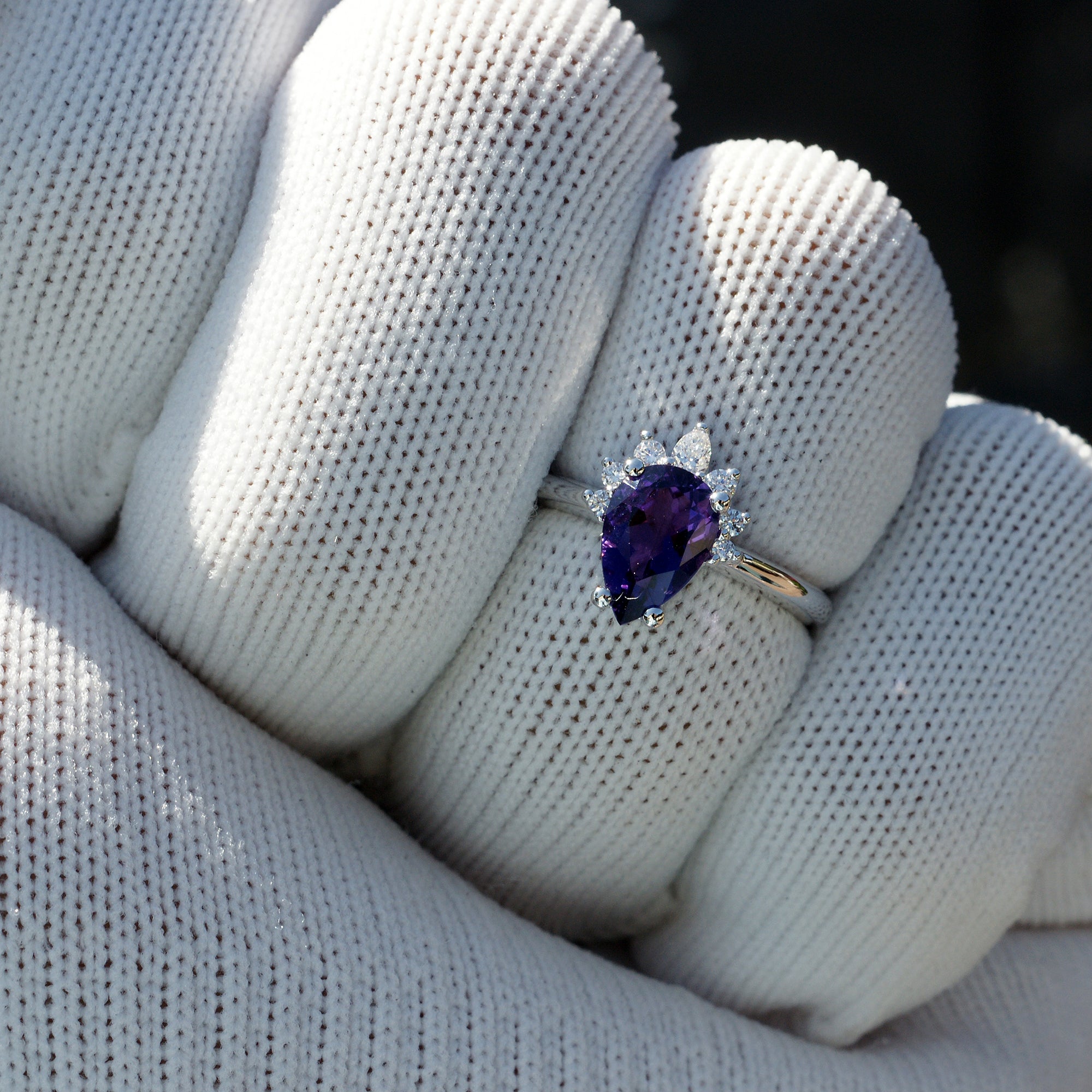 Pear amethyst halo engagement ring, amethyst ring, 14k gold ring, purple gemstone selling rings, pear shape engagement ring, pear amethyst, amethyst