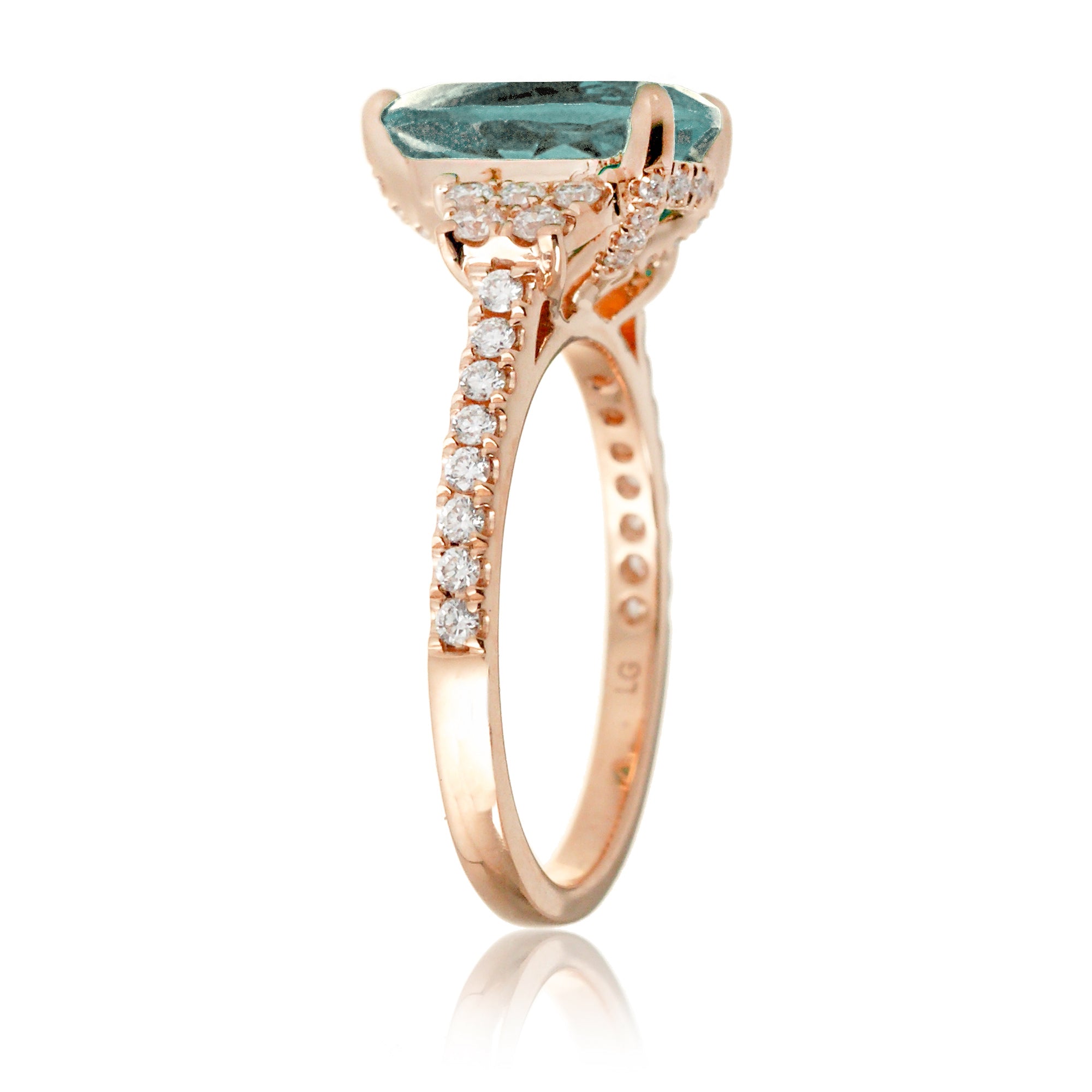 Pear green sapphire engagement ring with diamond accent The Taylor rose gold