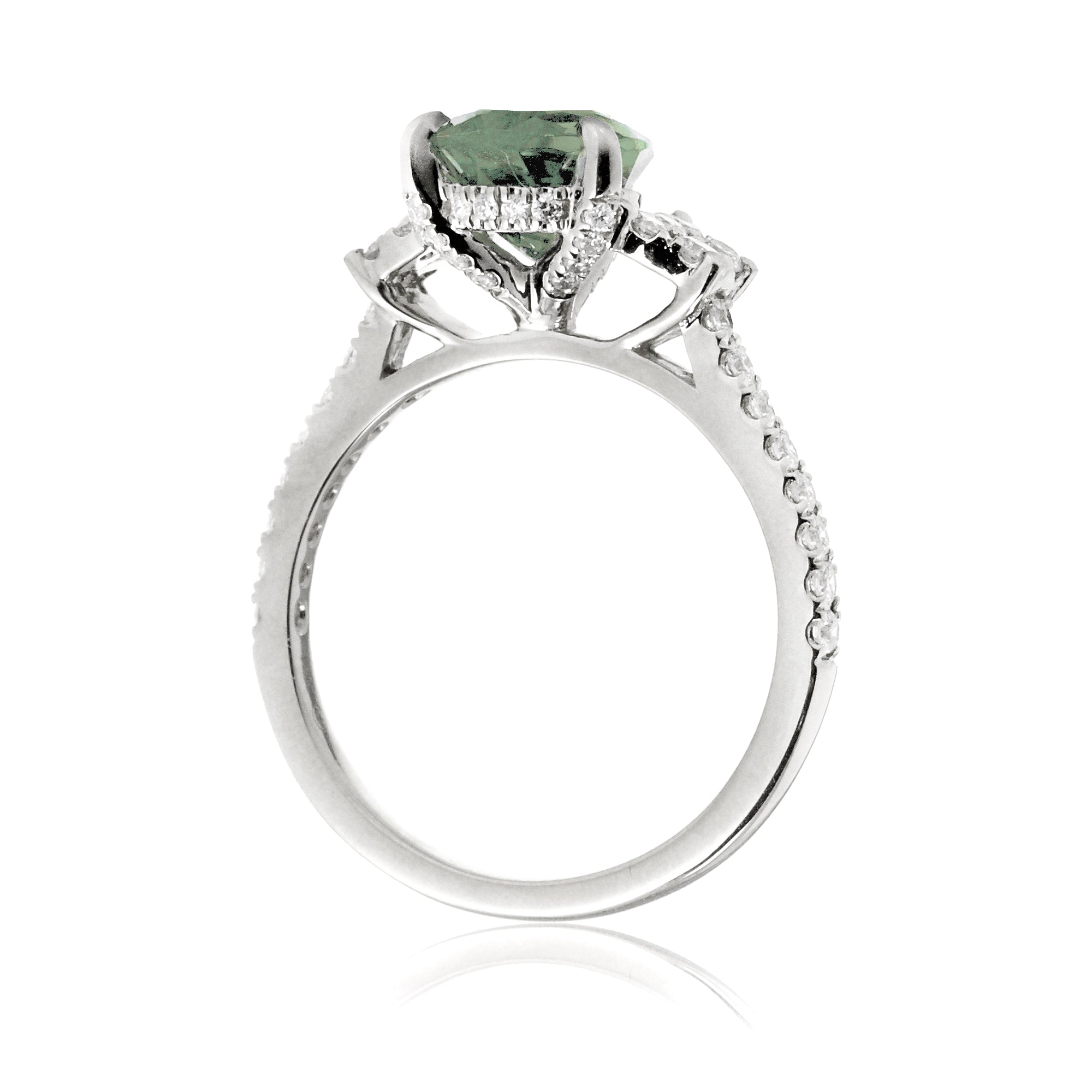 Pear green sapphire engagement ring with diamond accent The Taylor white gold