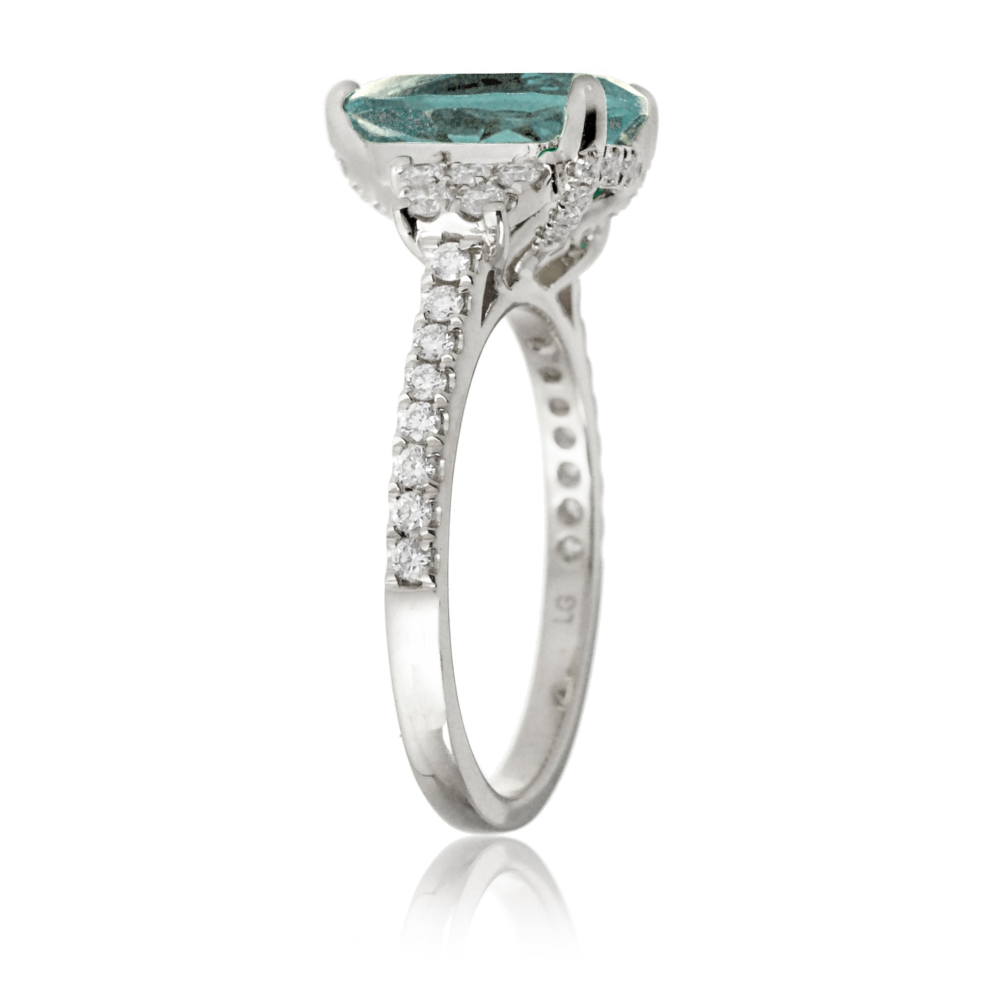 Pear green sapphire engagement ring with diamond accent The Taylor white gold