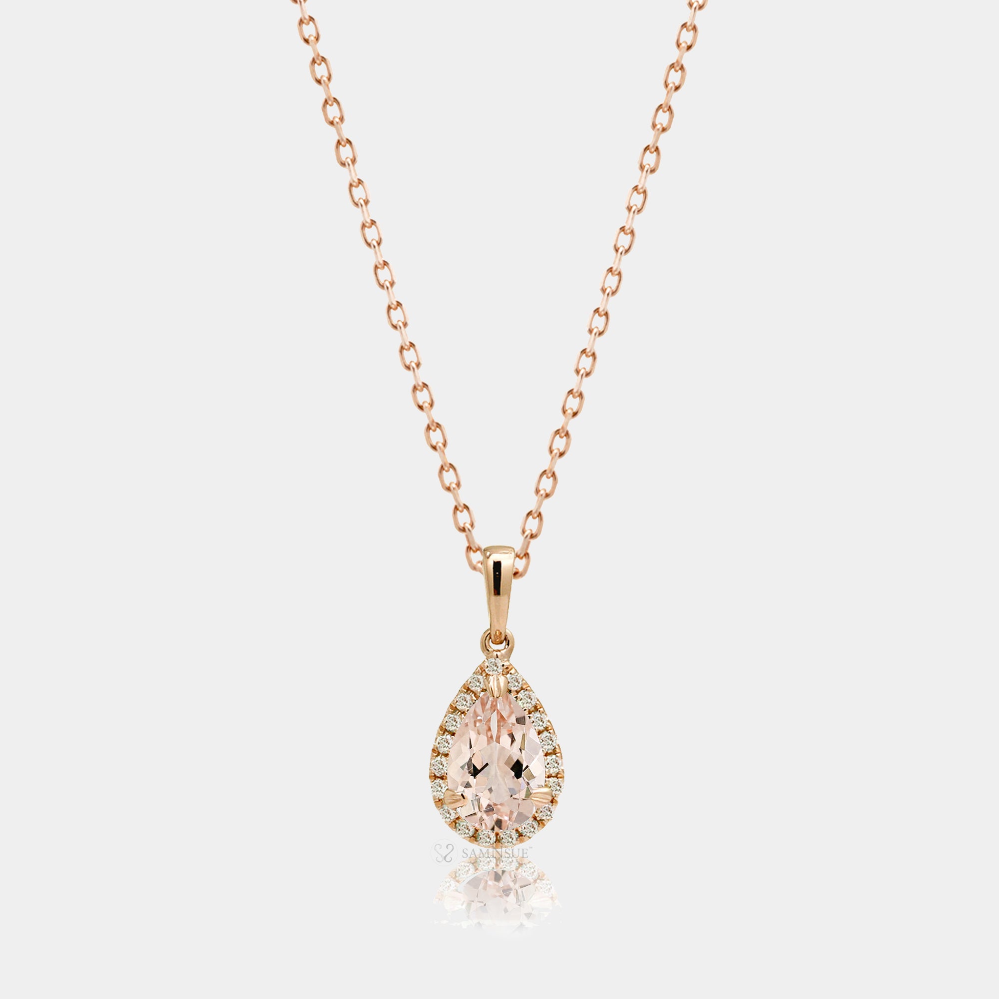 The Signature Pear Morganite Pendant/Necklace