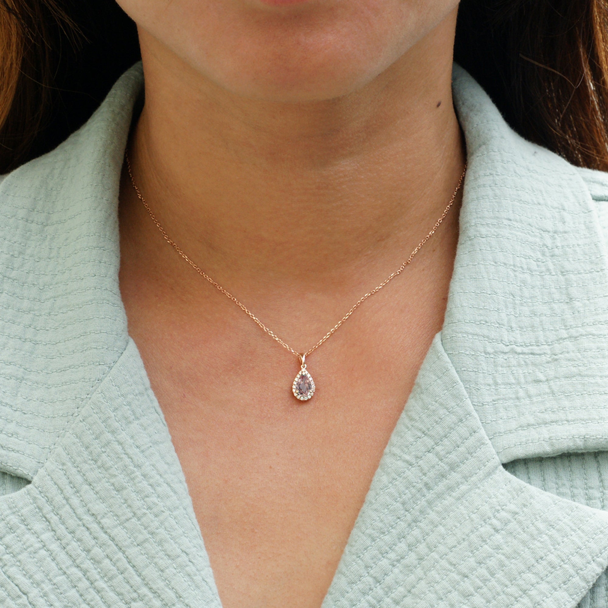 The Signature Pear Morganite Pendant/Necklace