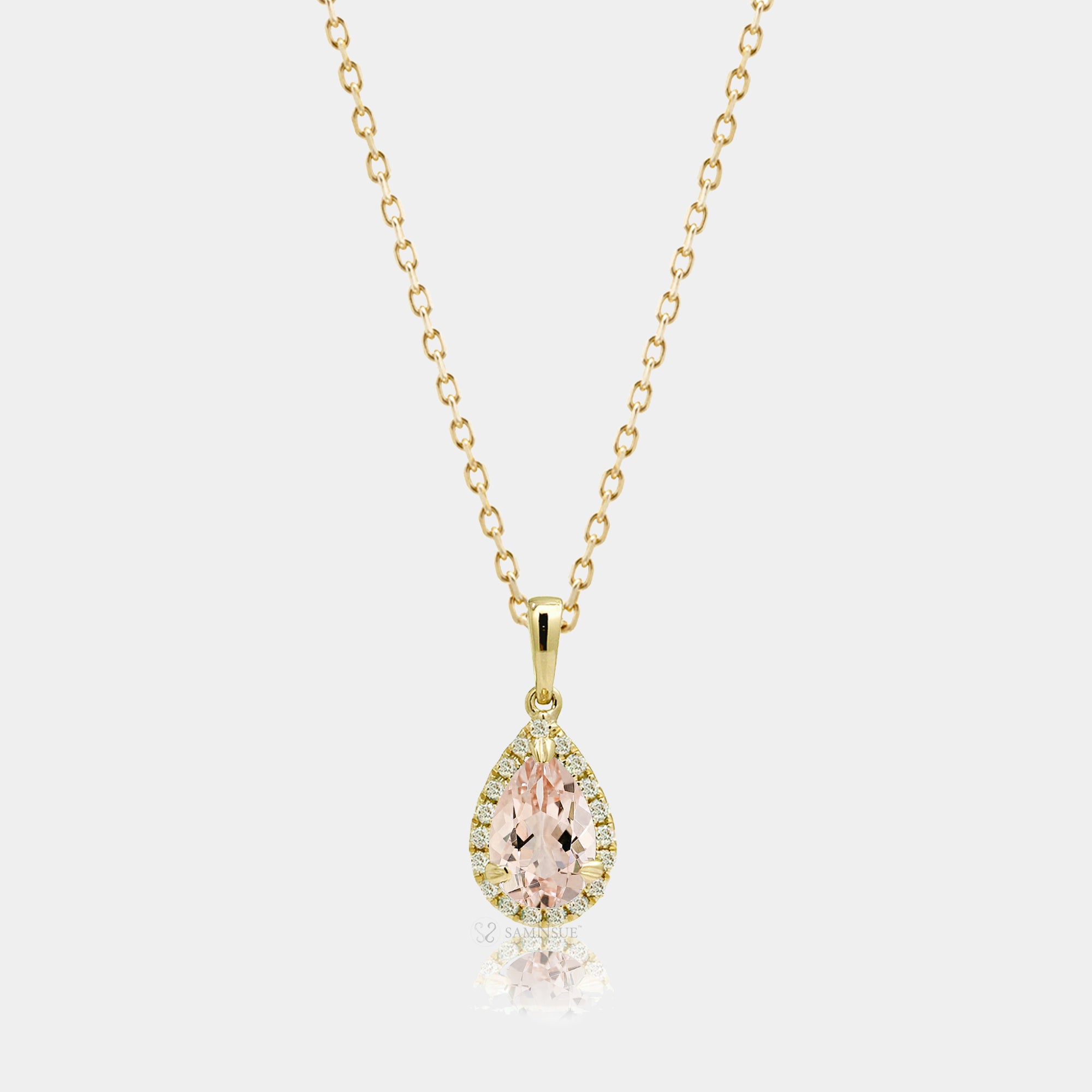 The Signature Pear Morganite Pendant/Necklace