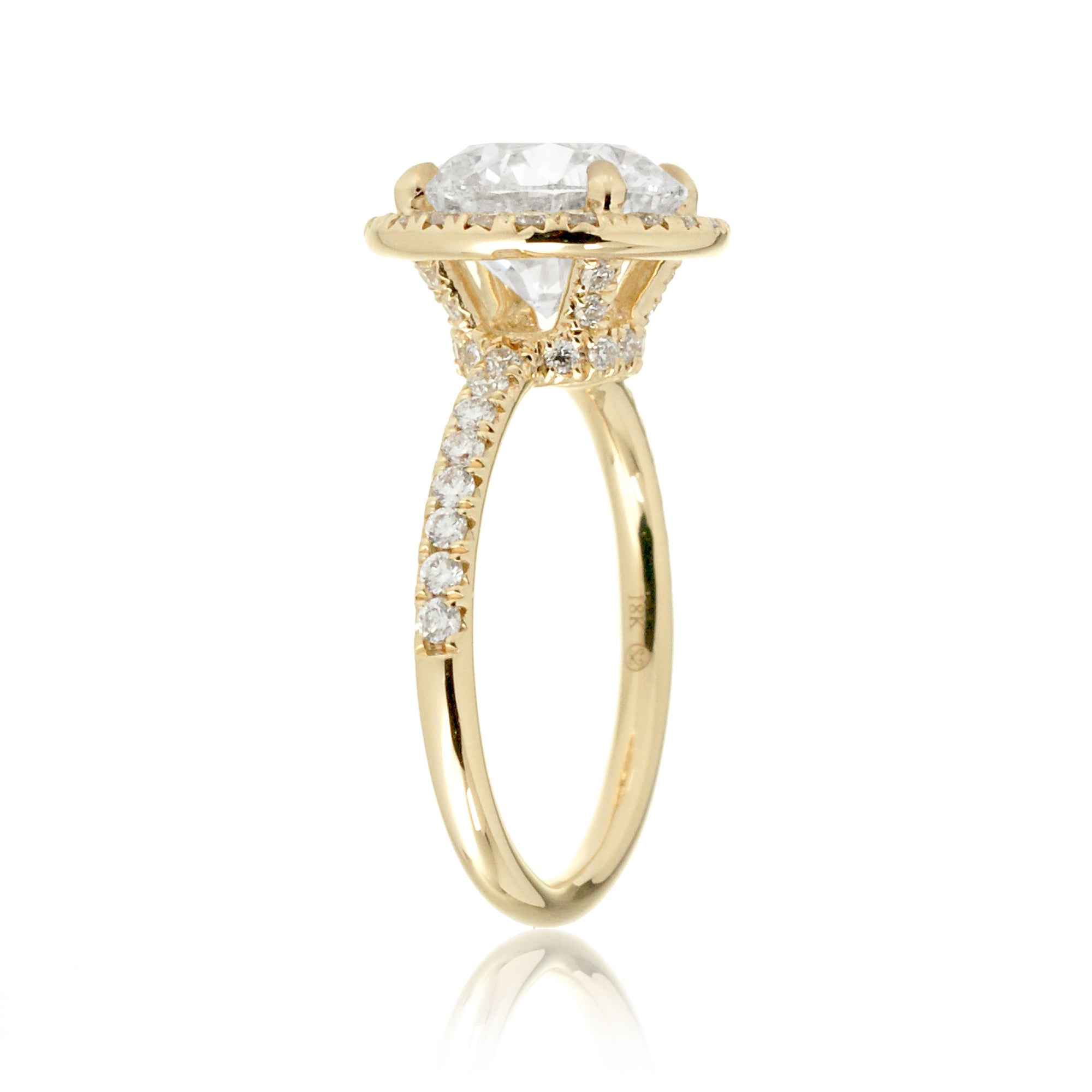 3ct round diamond halo engagement ring the drenched yellow gold