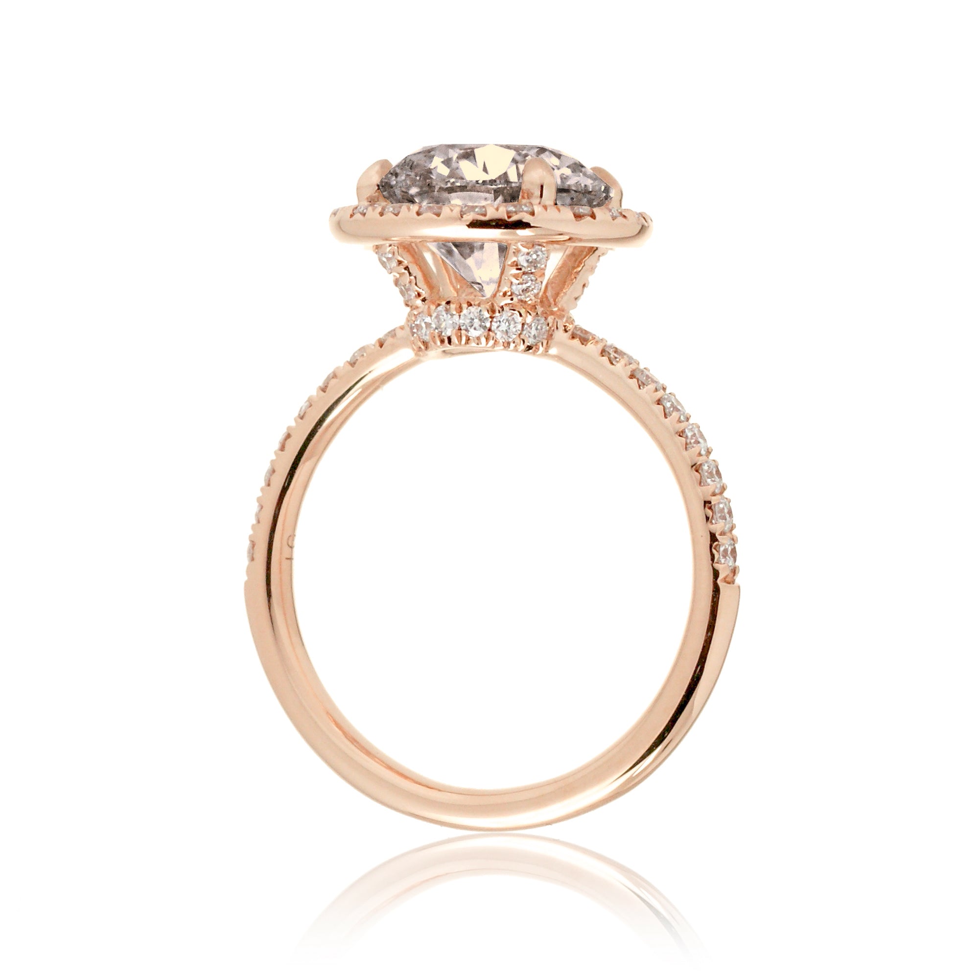 Round cut morganite engagement ring the Drenched rose gold