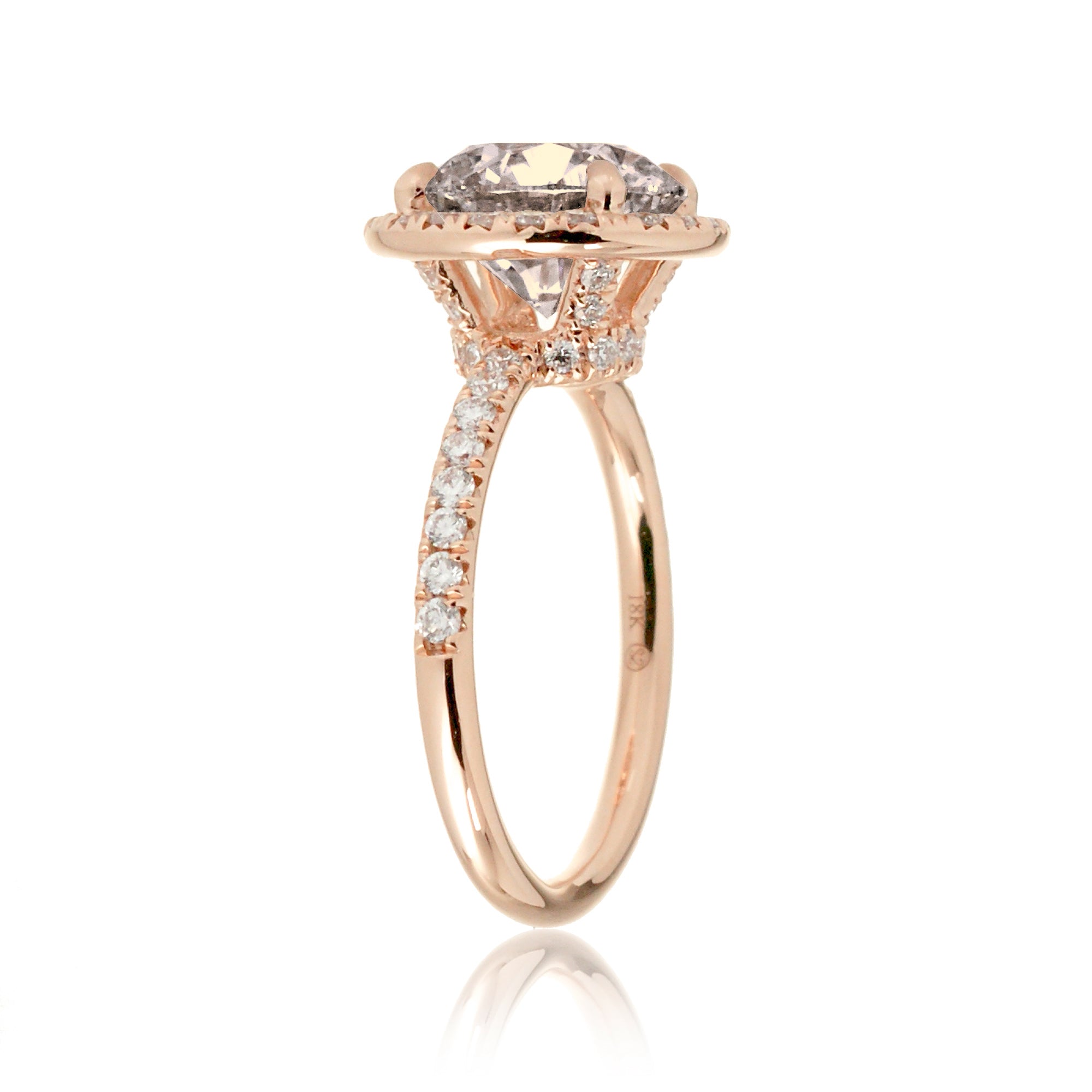 Round cut morganite engagement ring the Drenched rose gold