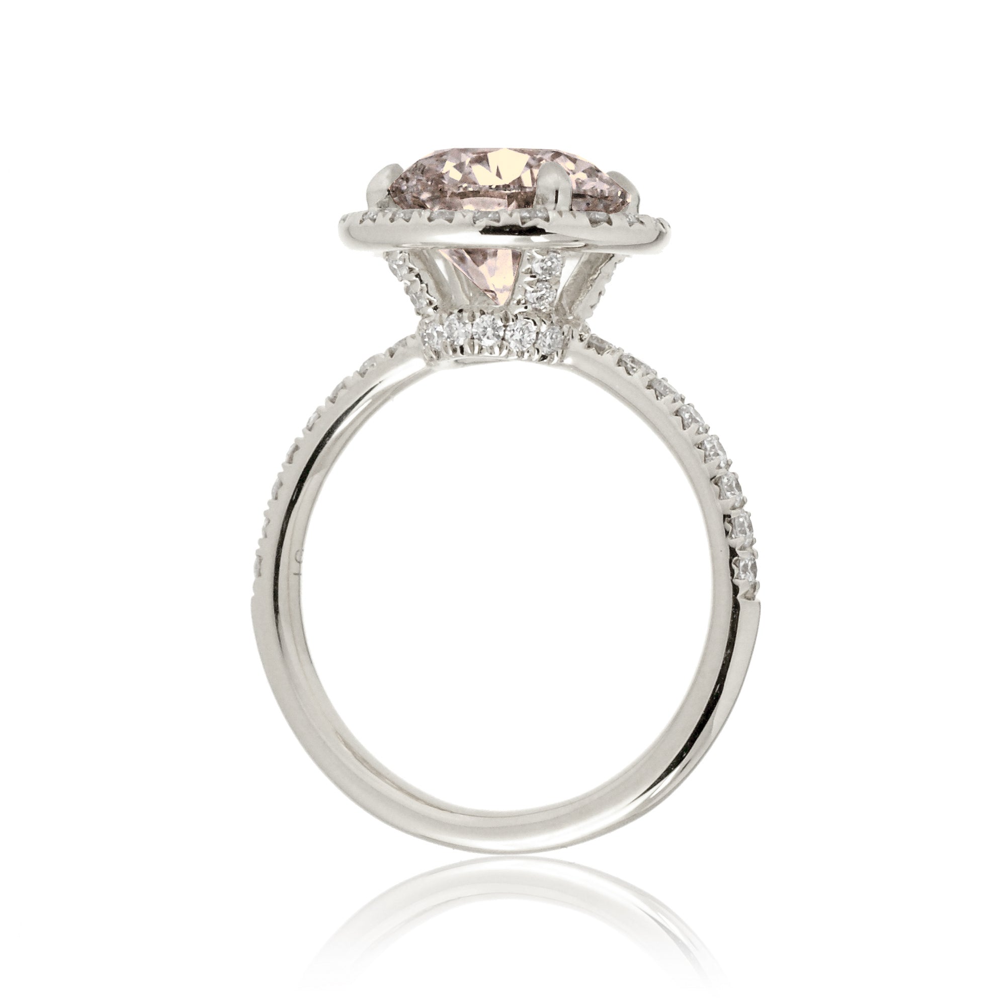 Round cut morganite engagement ring the Drenched white gold