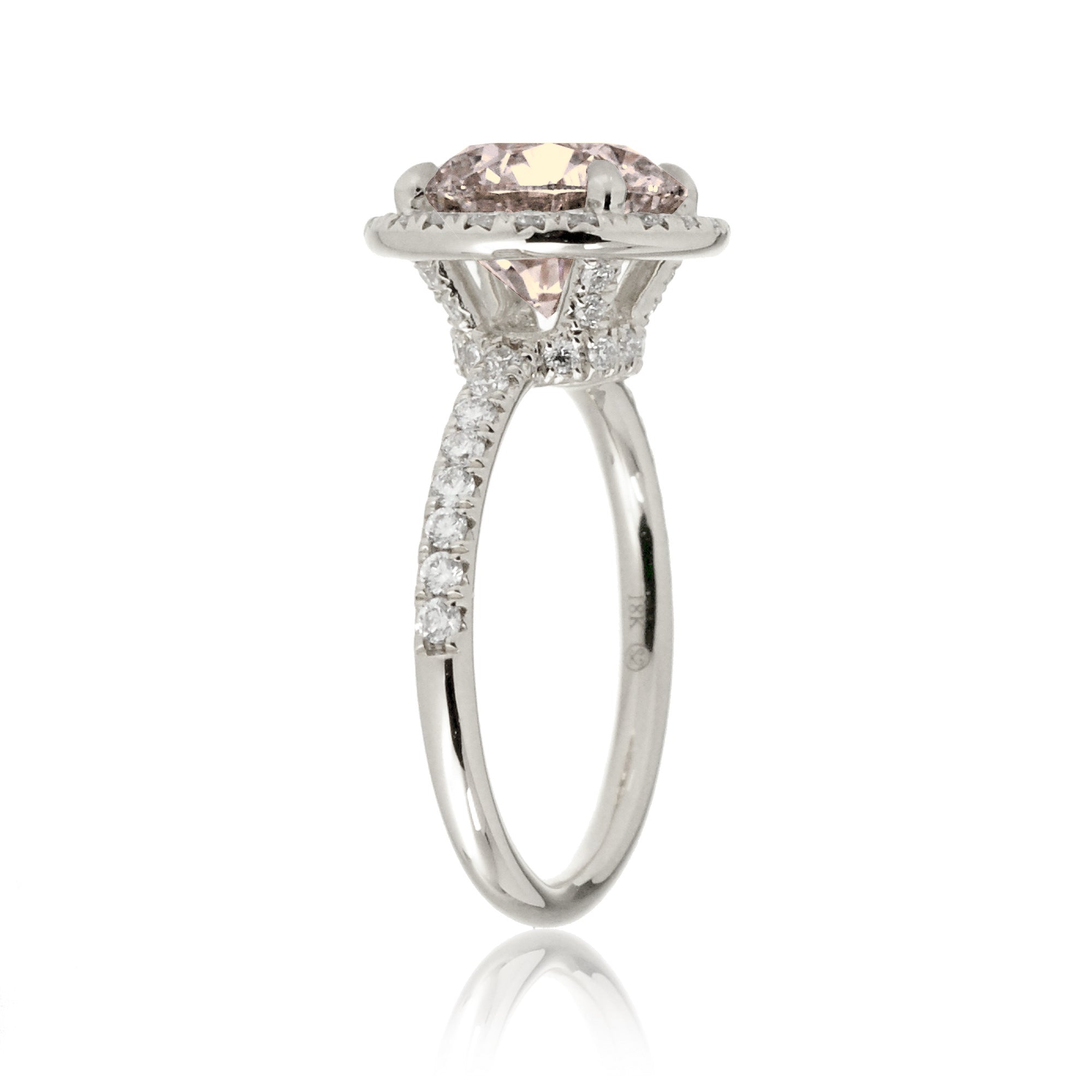 Round cut morganite engagement ring the Drenched white gold