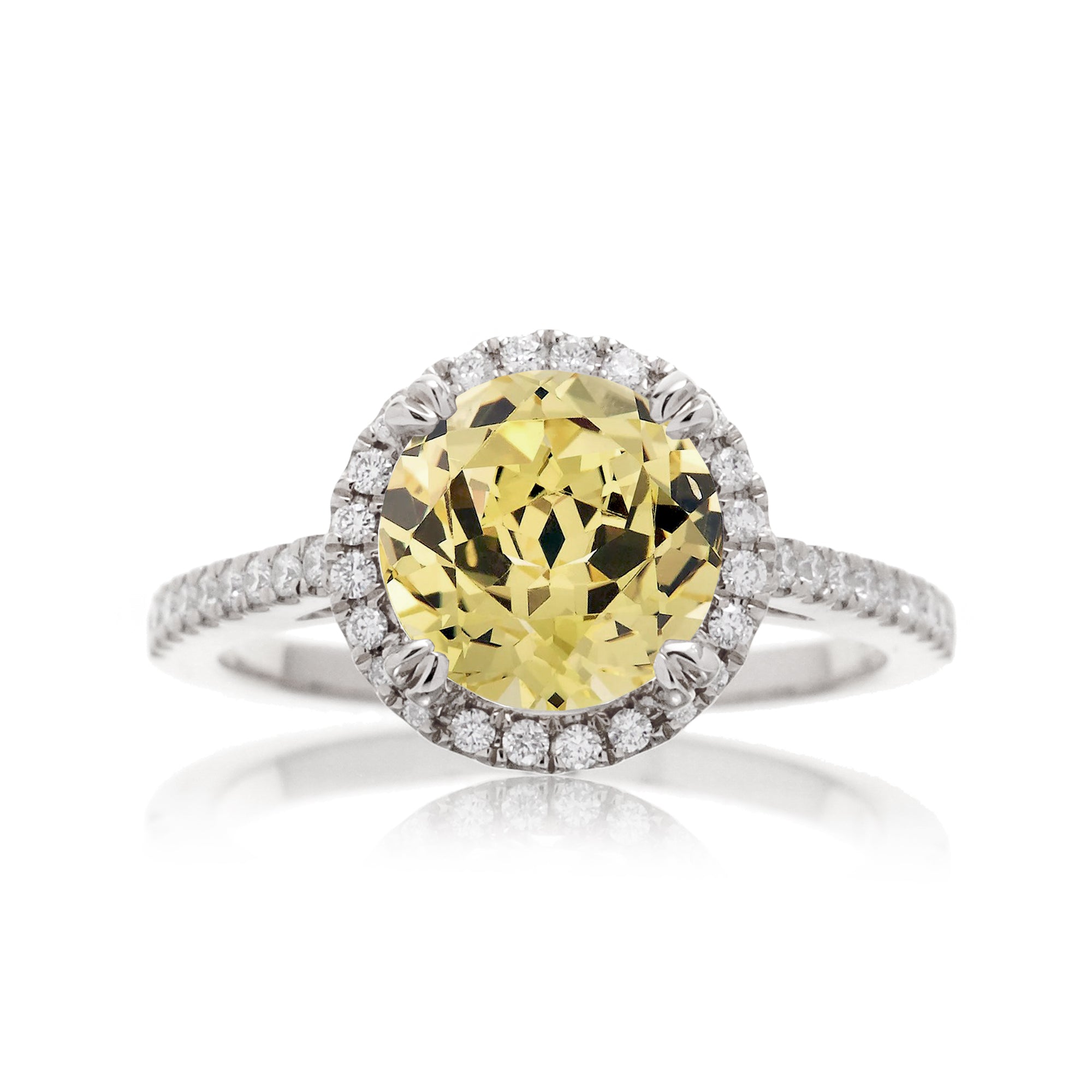 Round yellow sapphire ring the signature white gold