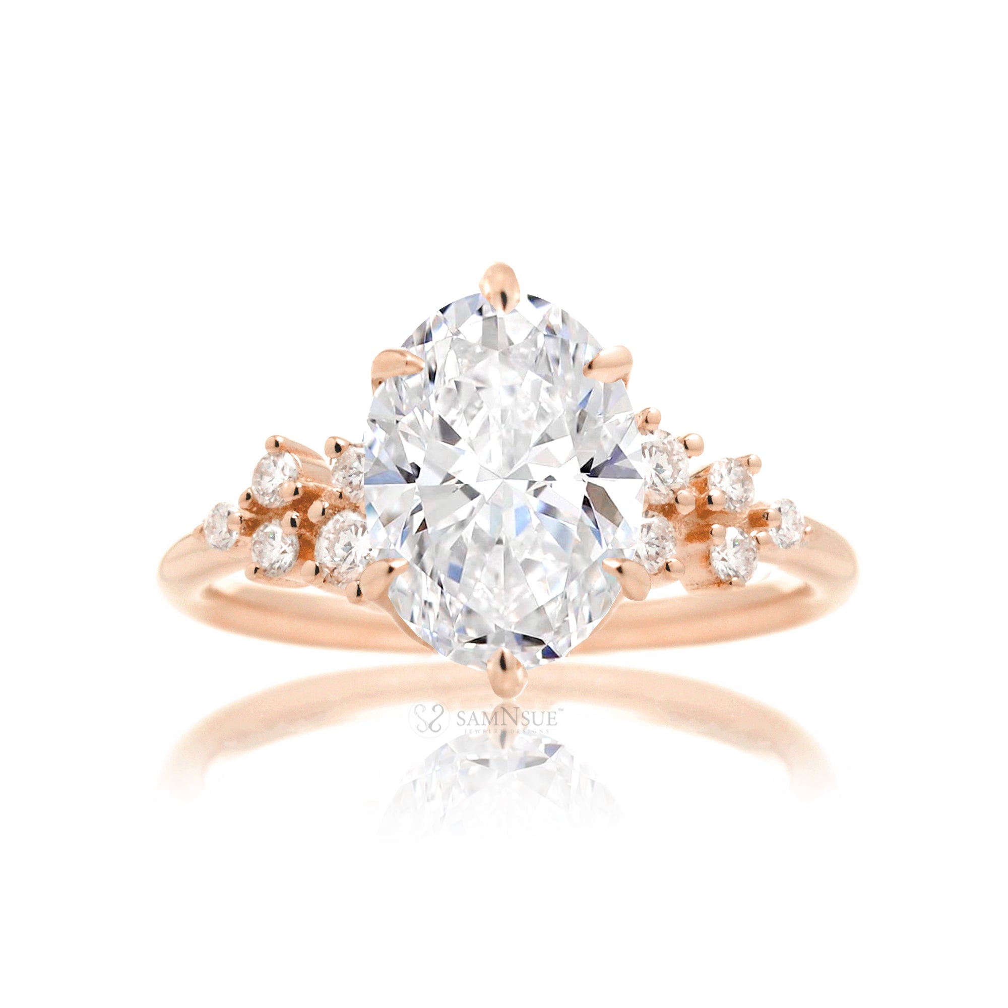 Oval cut diamond engagement ring with rose gold