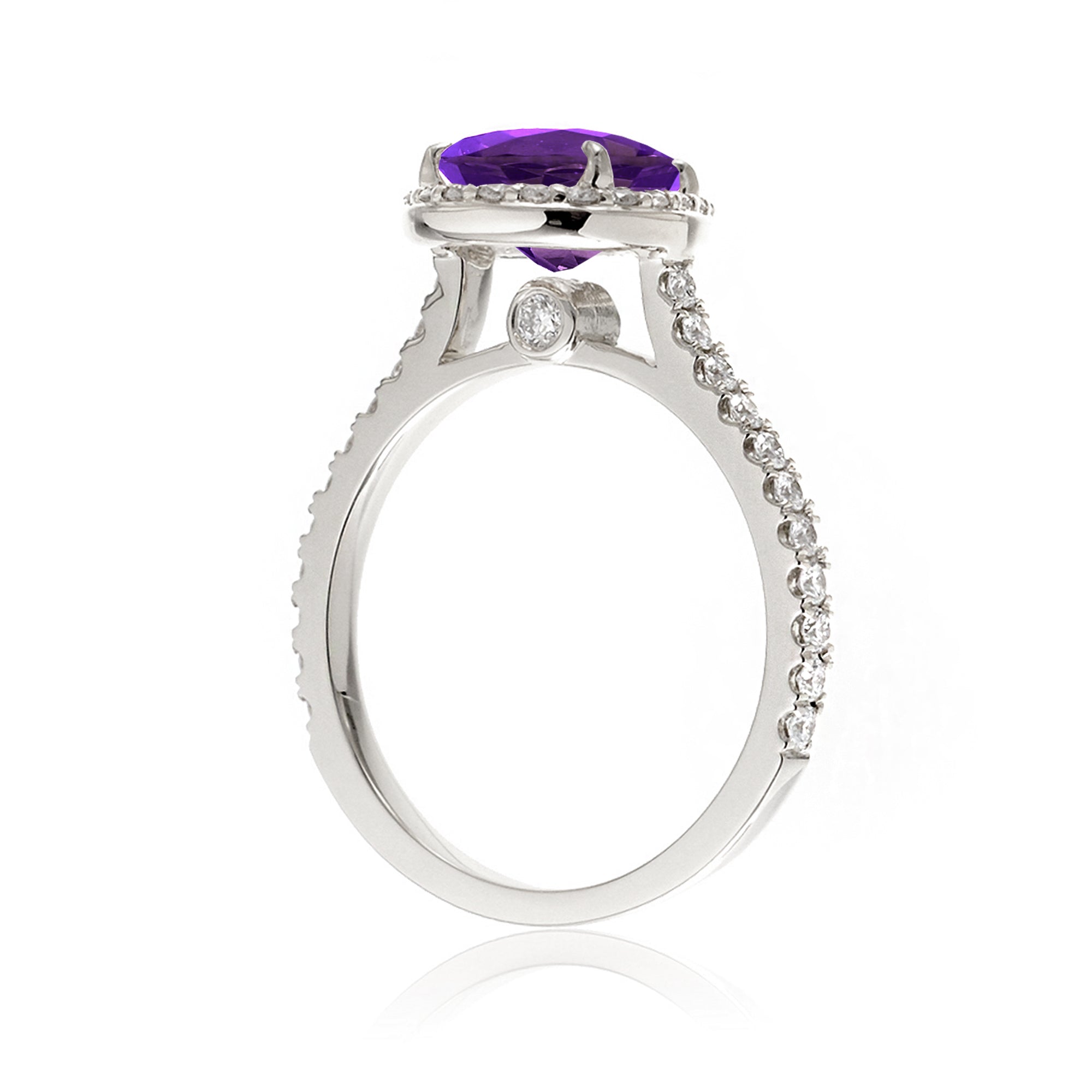 The Sunset Pear Purple Sapphire & Diamond Ring (Amethyst)