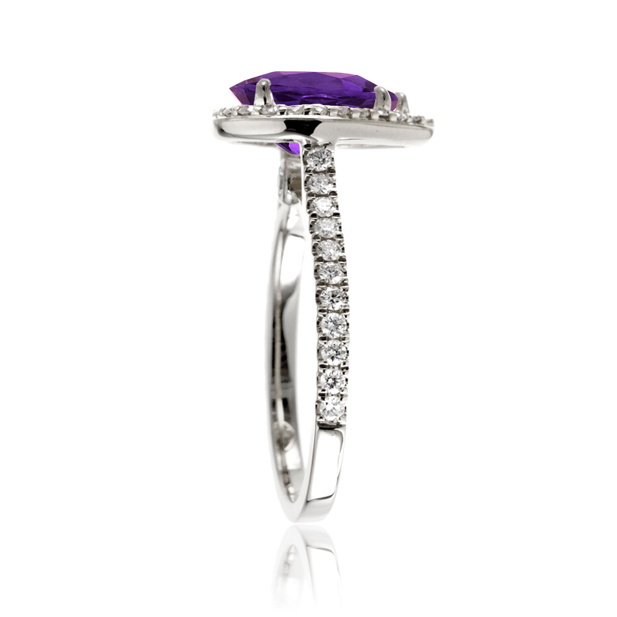 The Sunset Pear Purple Sapphire & Diamond Ring (Amethyst)