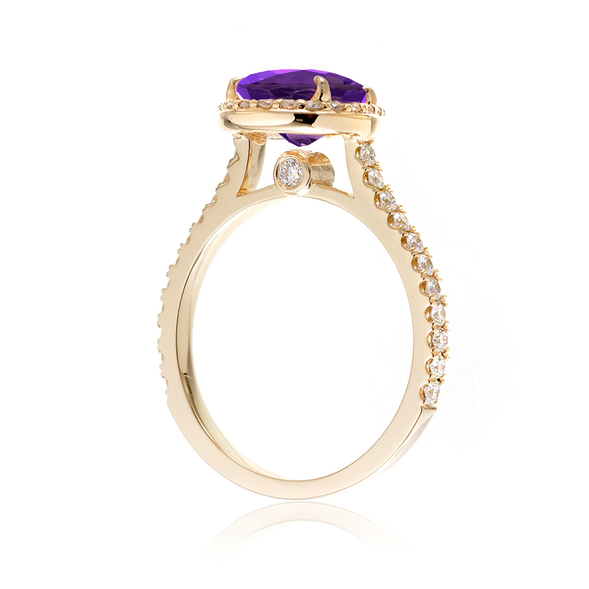 The Sunset Pear Purple Sapphire & Diamond Ring (Amethyst)