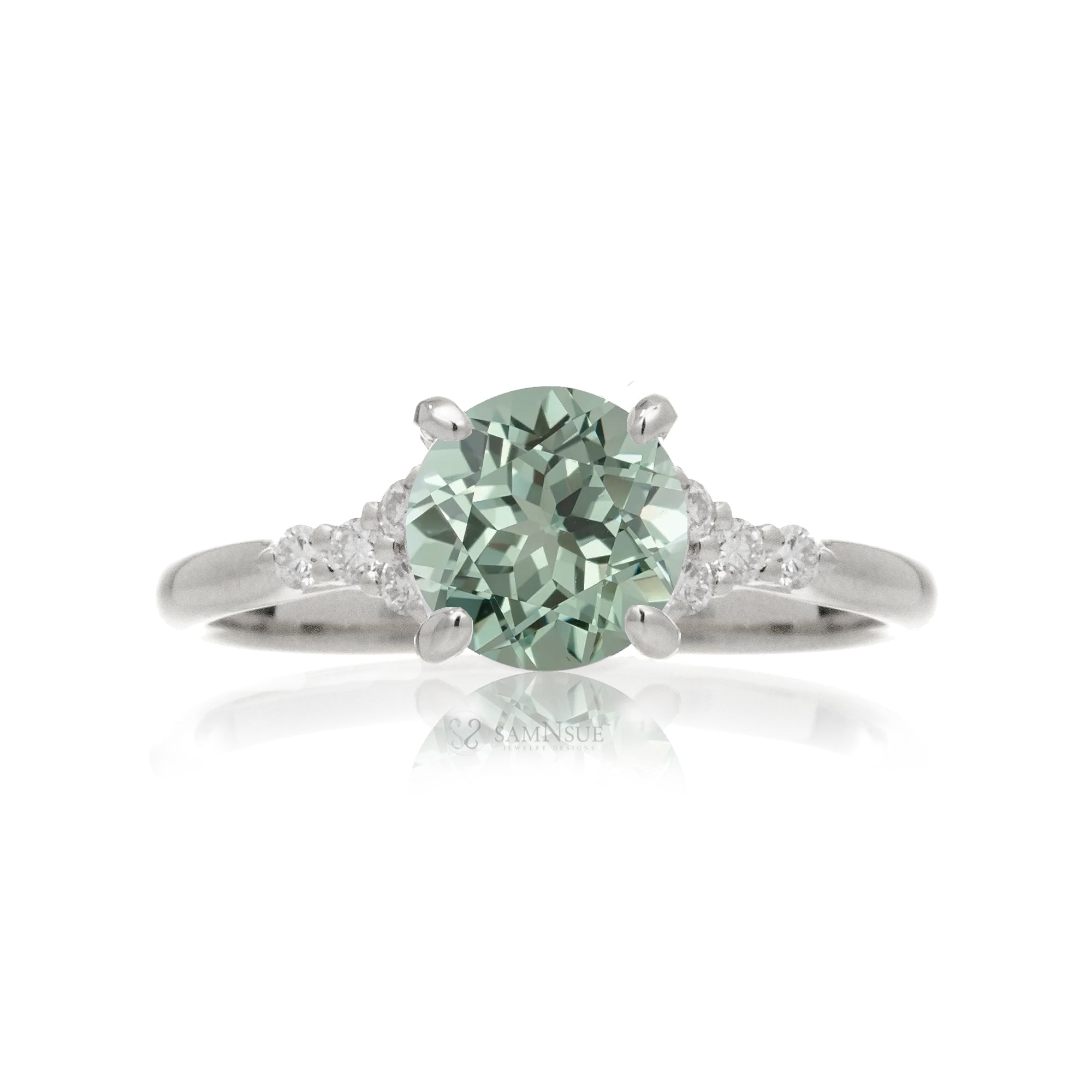 The Chloe Round Cut Green Sapphire Ring (Lab-Grown)