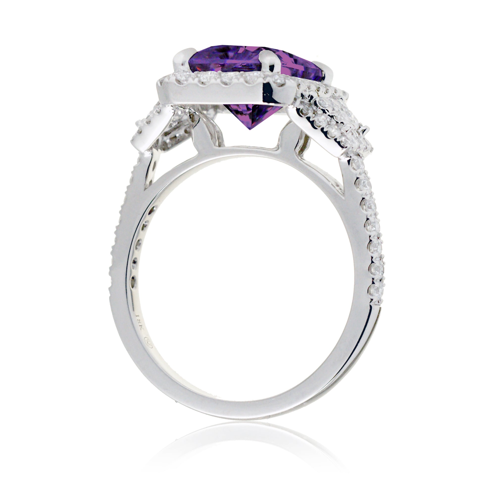 The Taylor Halo Emerald Cut Purple Sapphire Ring (Amethyst)