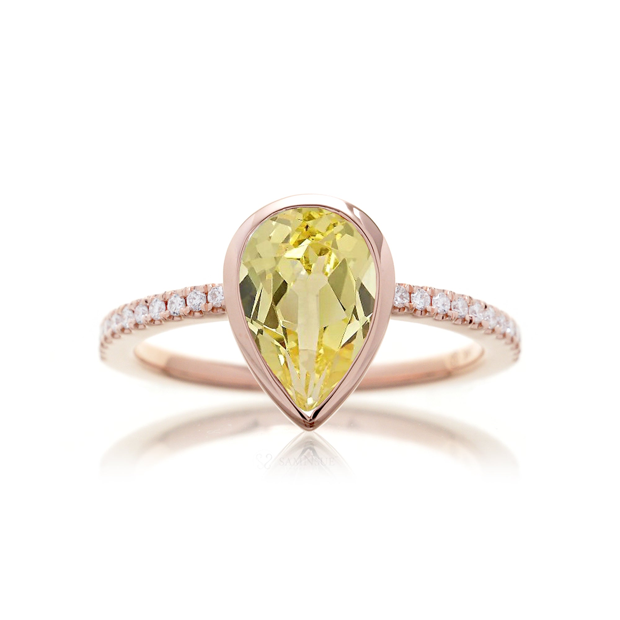 Yellow sapphire engagement ring bezel set The Beverly rose gold