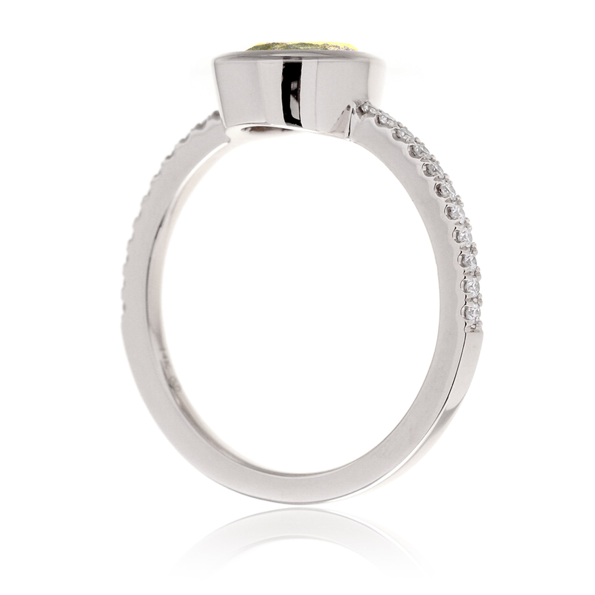 Yellow sapphire engagement ring bezel set The Beverly white gold