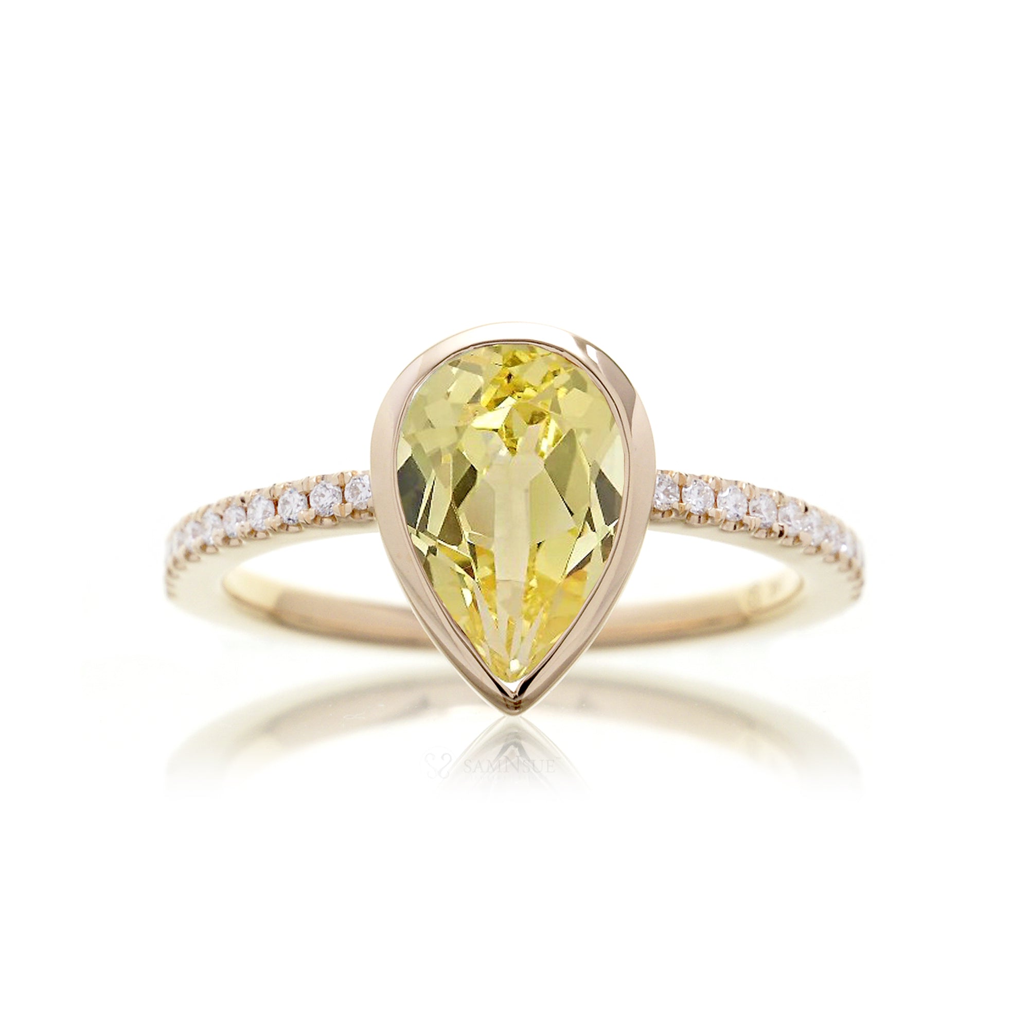 Yellow sapphire engagement ring bezel set The Beverly yellow gold