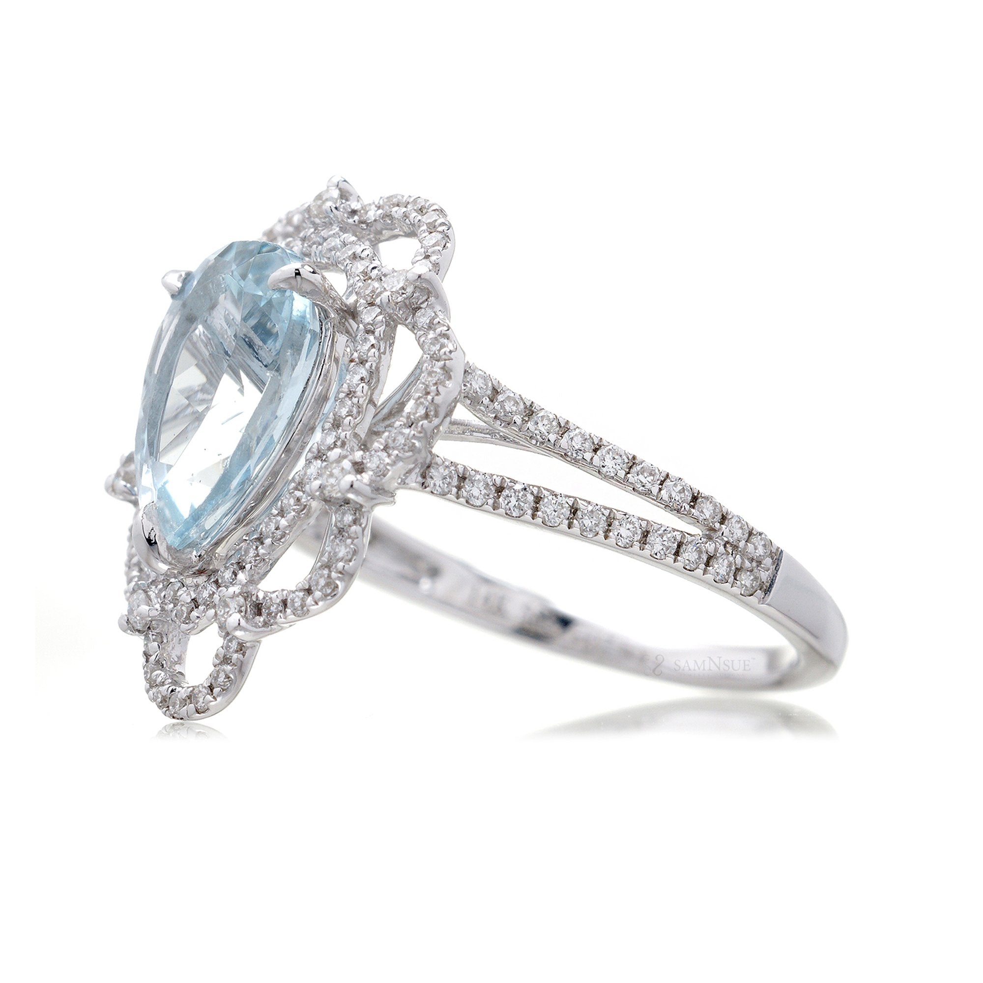 The Anastasia Pear Cut Aquamarine Ring