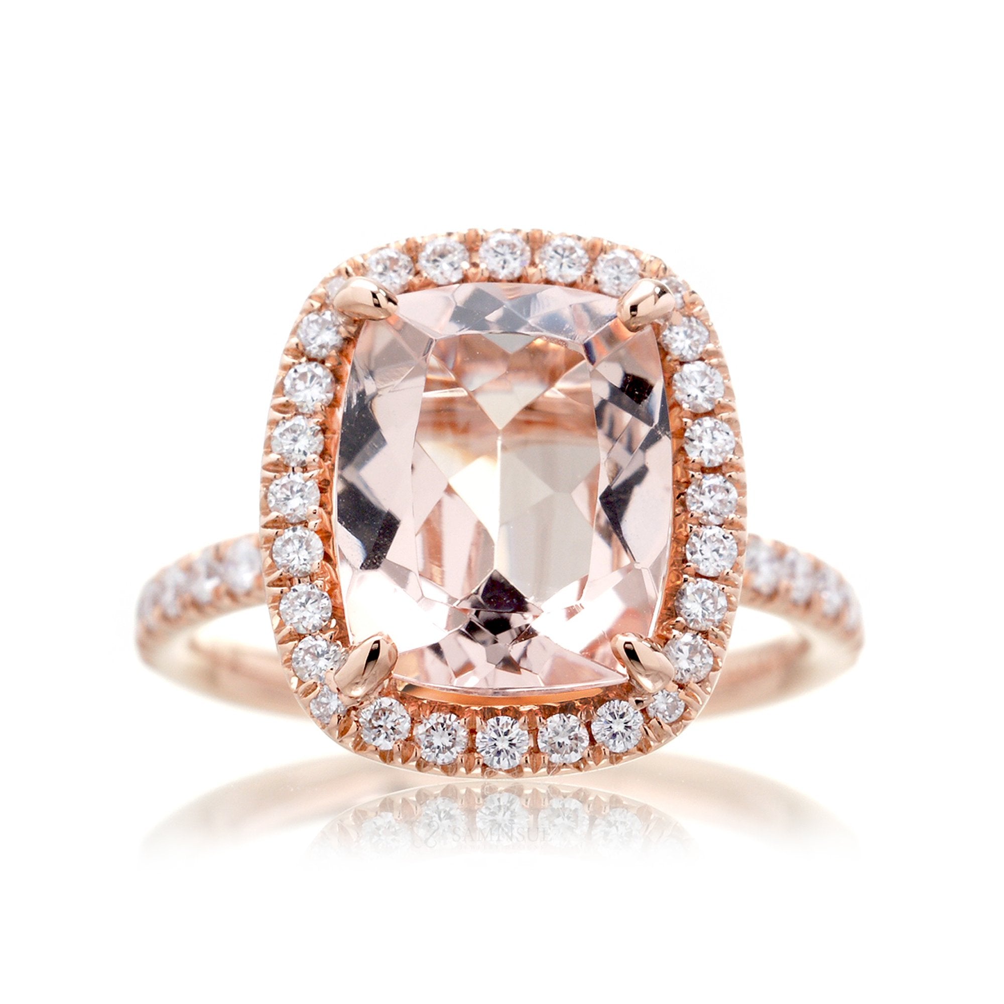 Cushion Morganite Ring | The Drenched Morganite Engagement Ring In Rose Gold