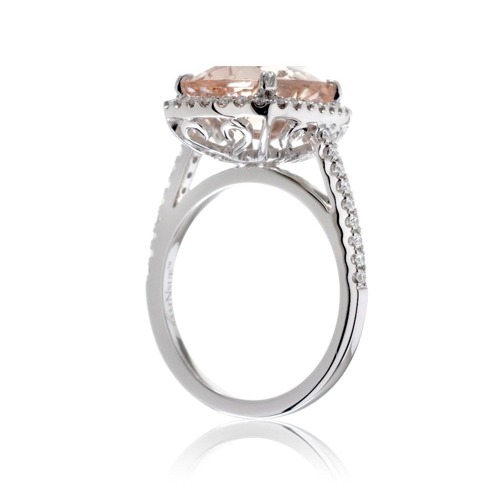 The Signature Curved Cushion Halo Morganite Ring