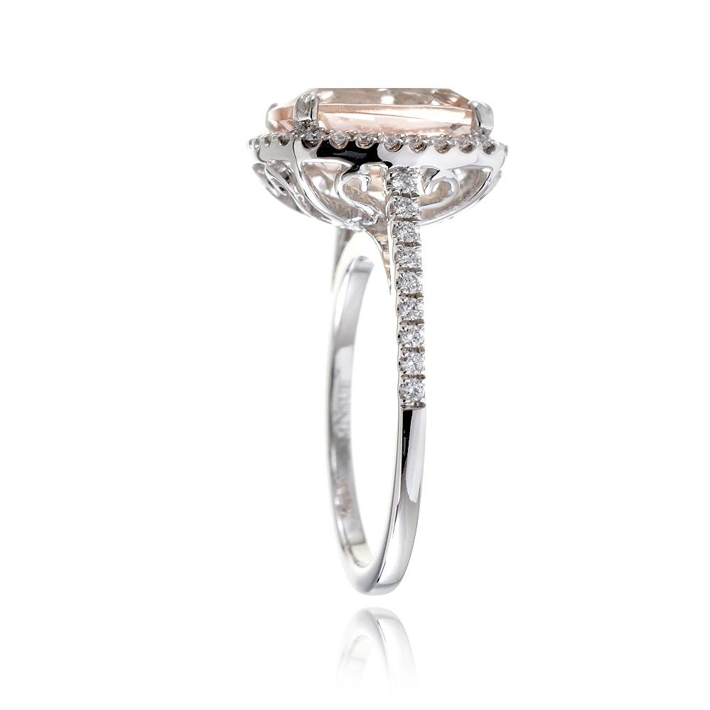 The Signature Curved Cushion Halo Morganite Ring