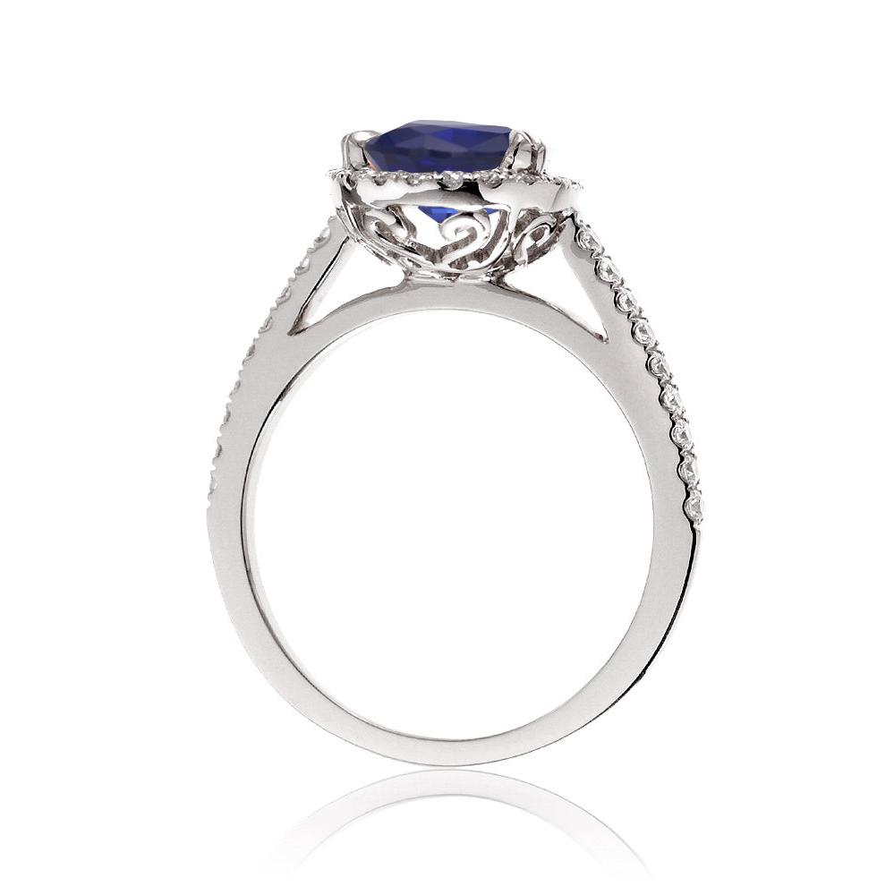 Pear sapphire engagement ring in white gold