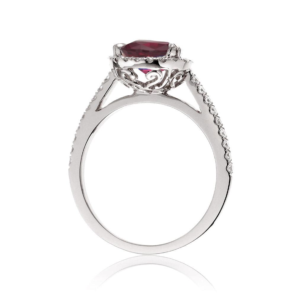 Pear ruby ring in white gold