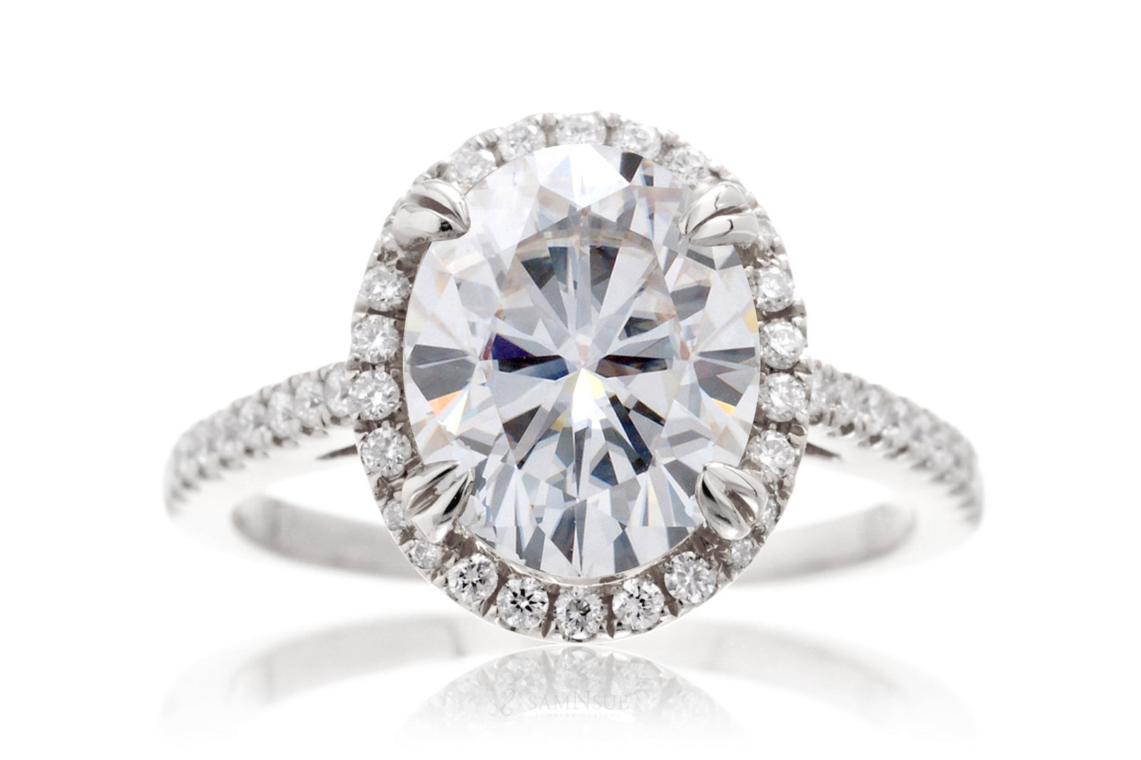 The Signature Oval Moissanite Diamond Halo Engagement Ring