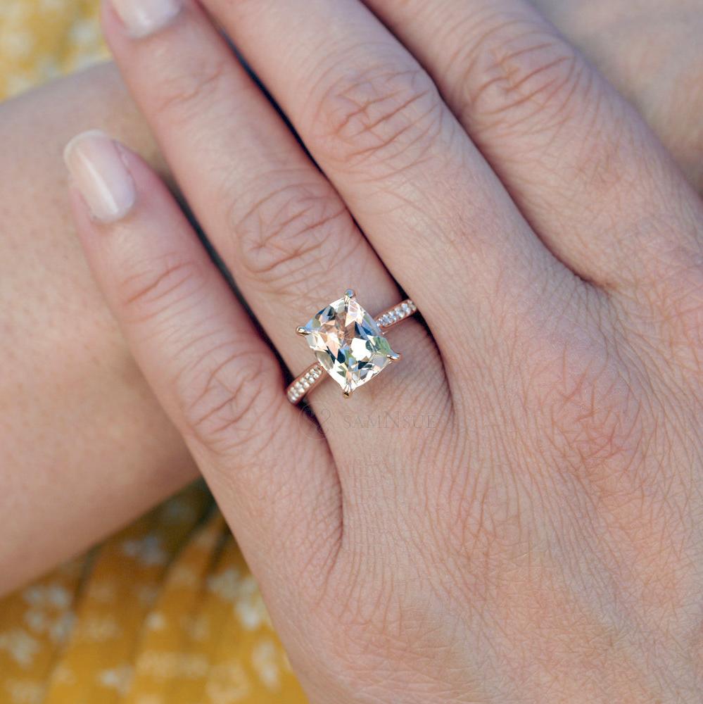 The Emily Cushion Morganite Ring