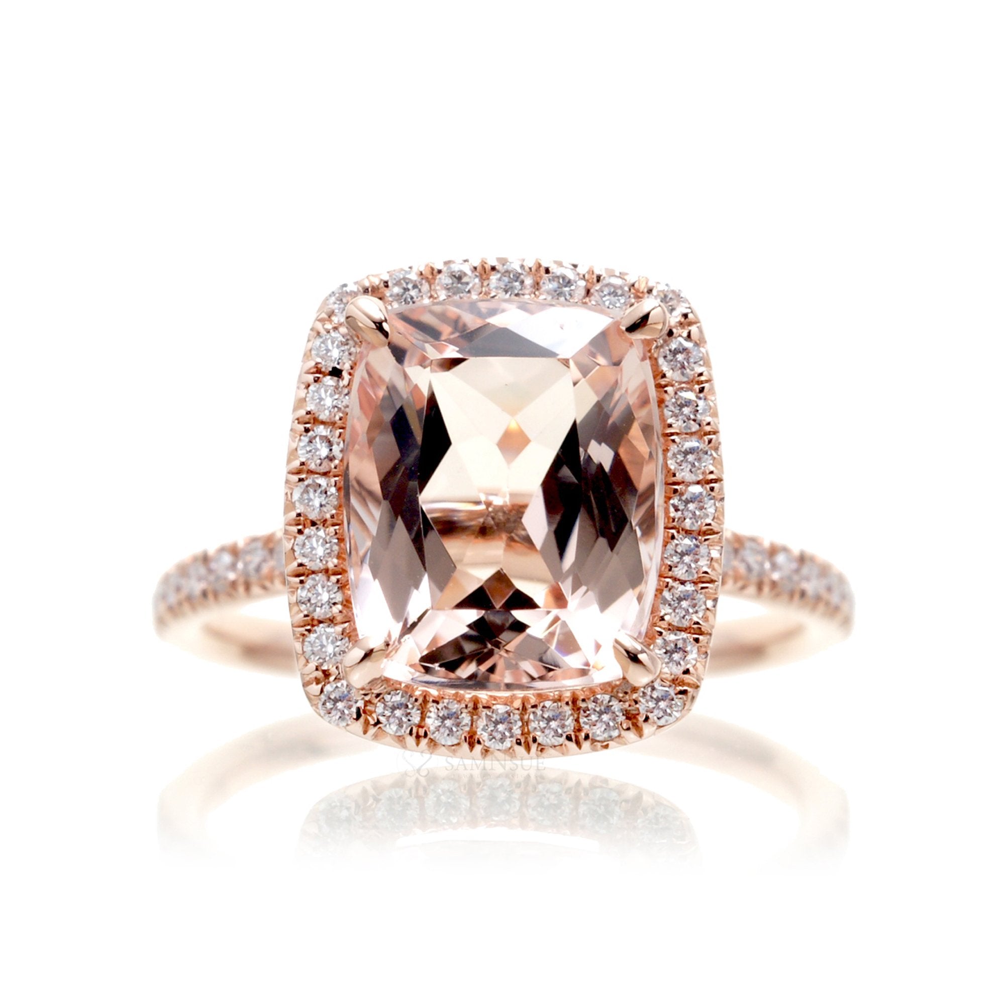 The Caitlin Cushion Morganite Ring