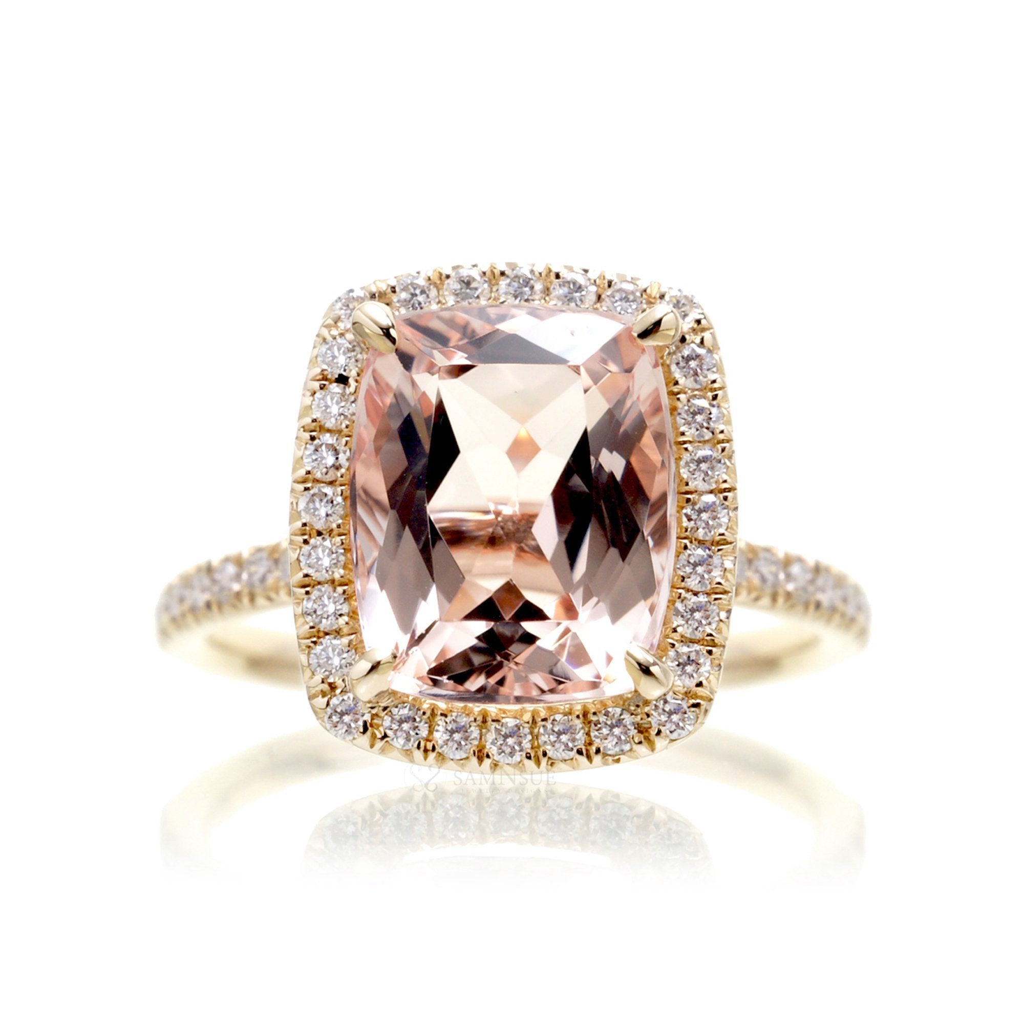 The Caitlin Cushion Morganite Ring