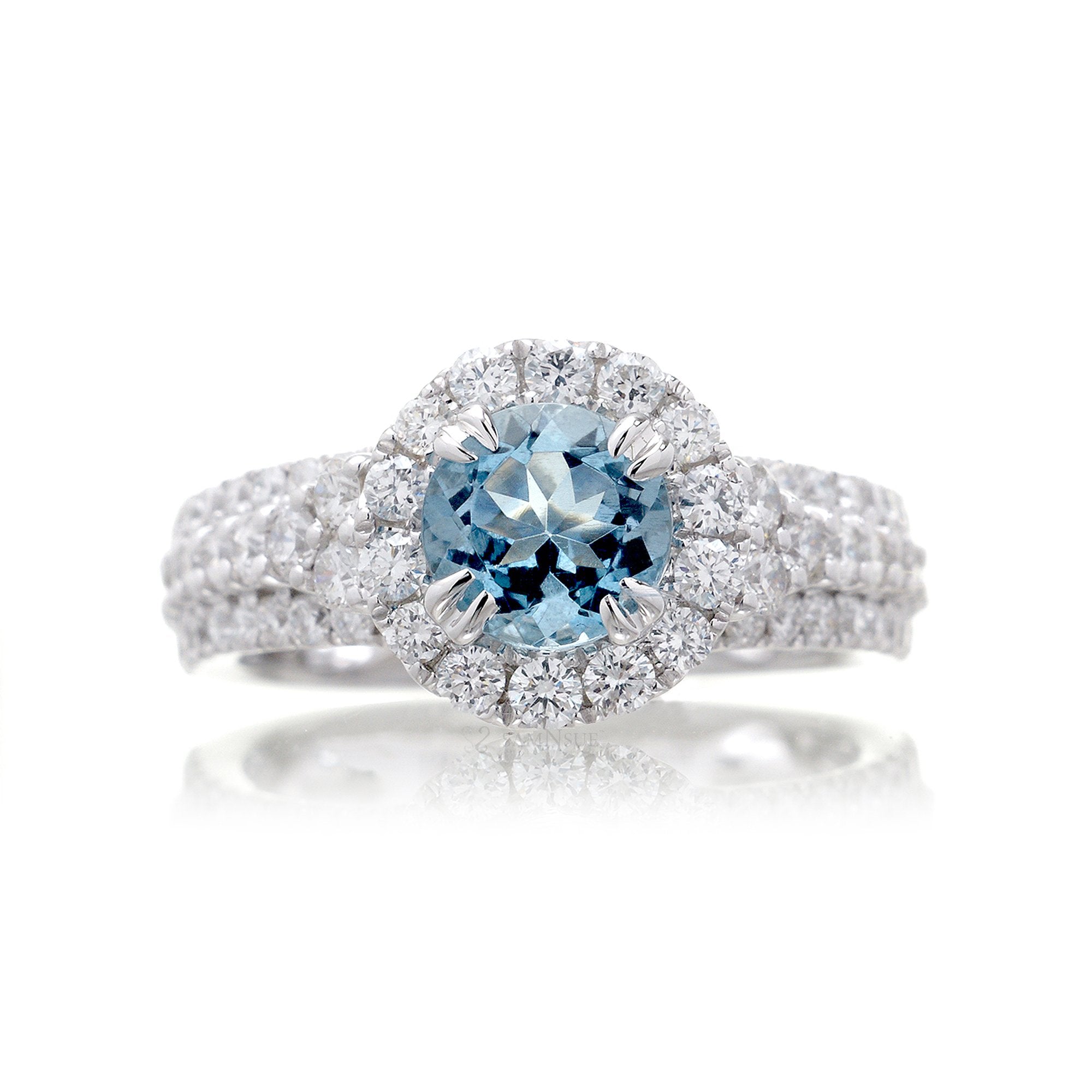 The Isabella Round Cut Aquamarine Ring