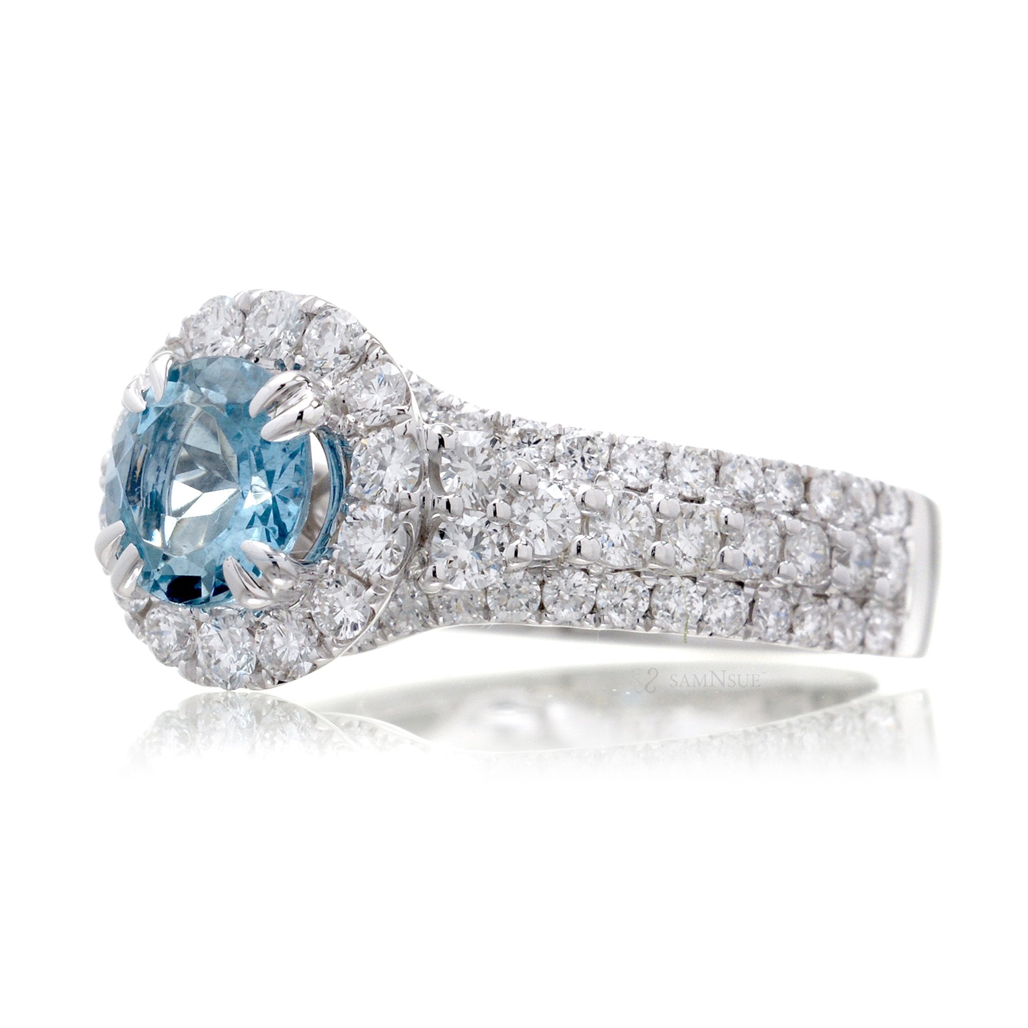 The Isabella Round Cut Aquamarine Ring