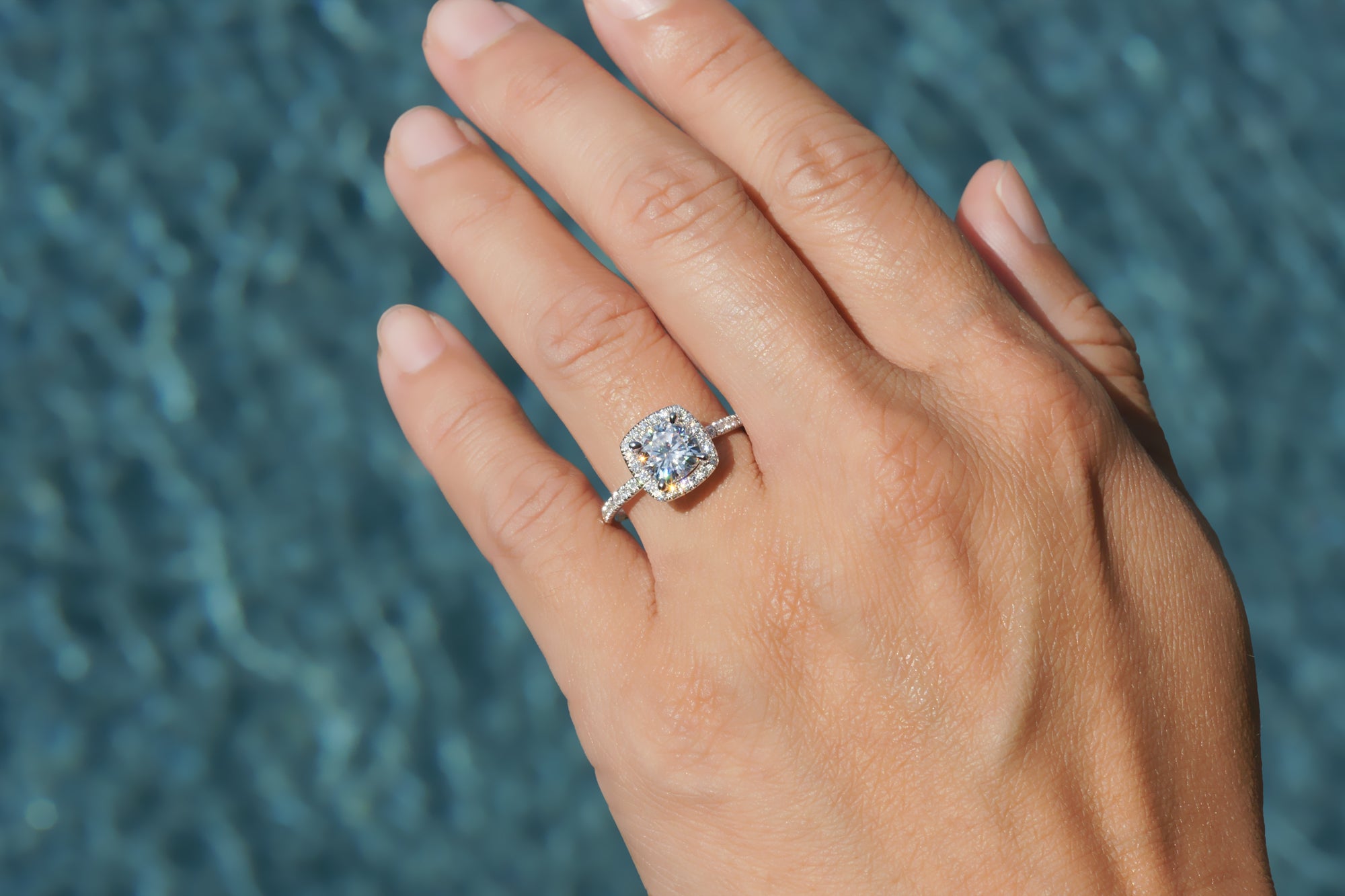 Moissanite square deals engagement ring