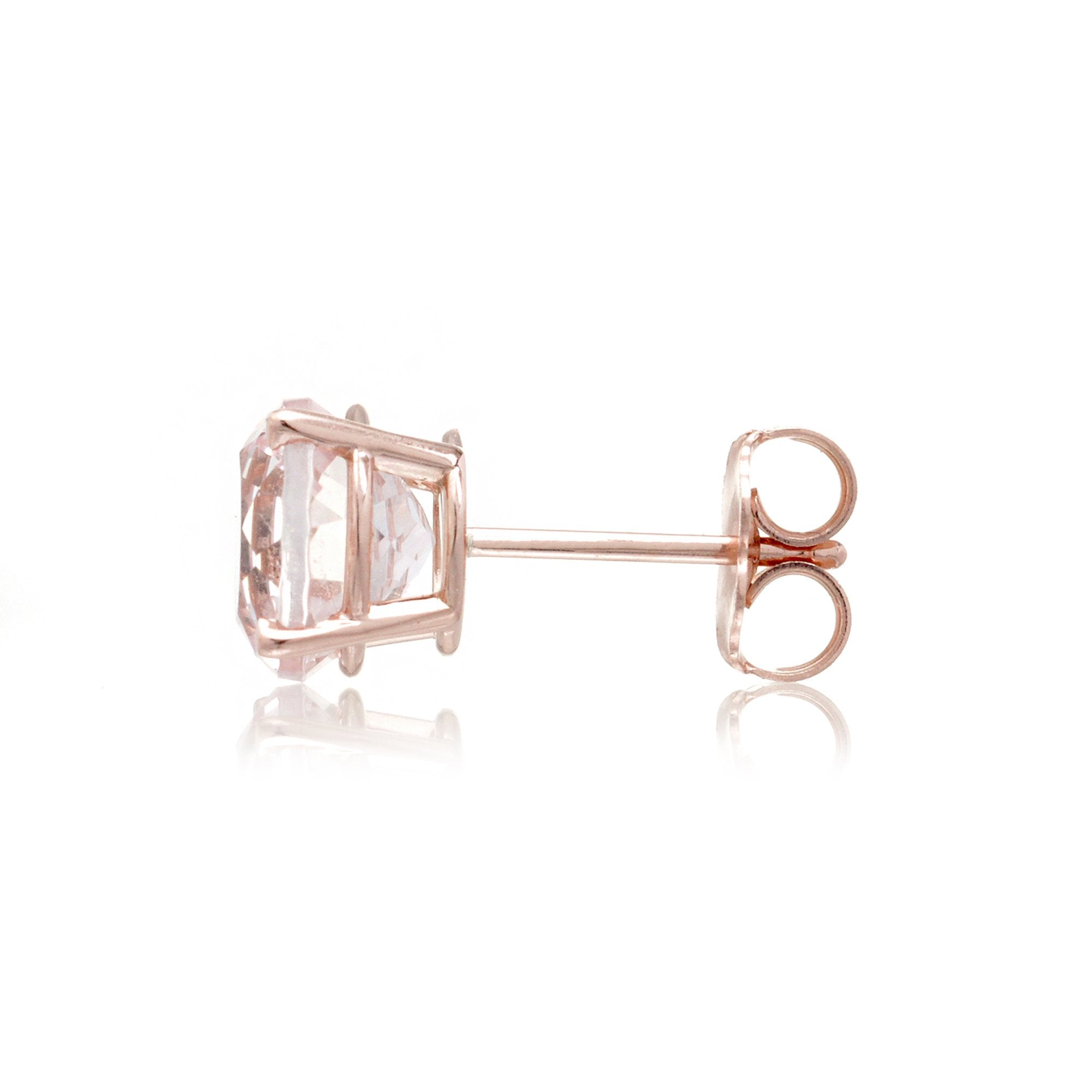 Round Morganite Studs Four-Prong Earrings