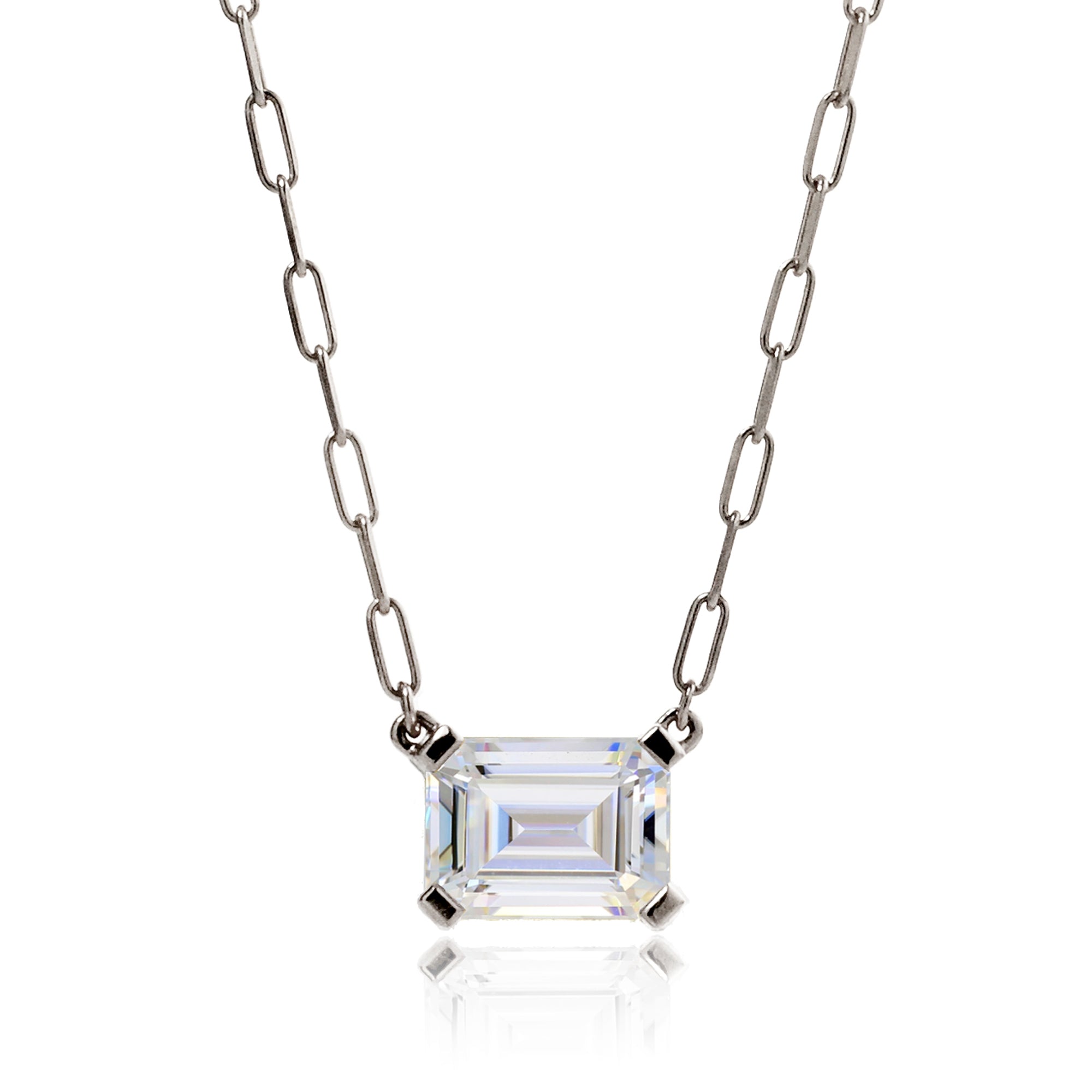 Emerald Cut Moissanite Solitaire Necklace