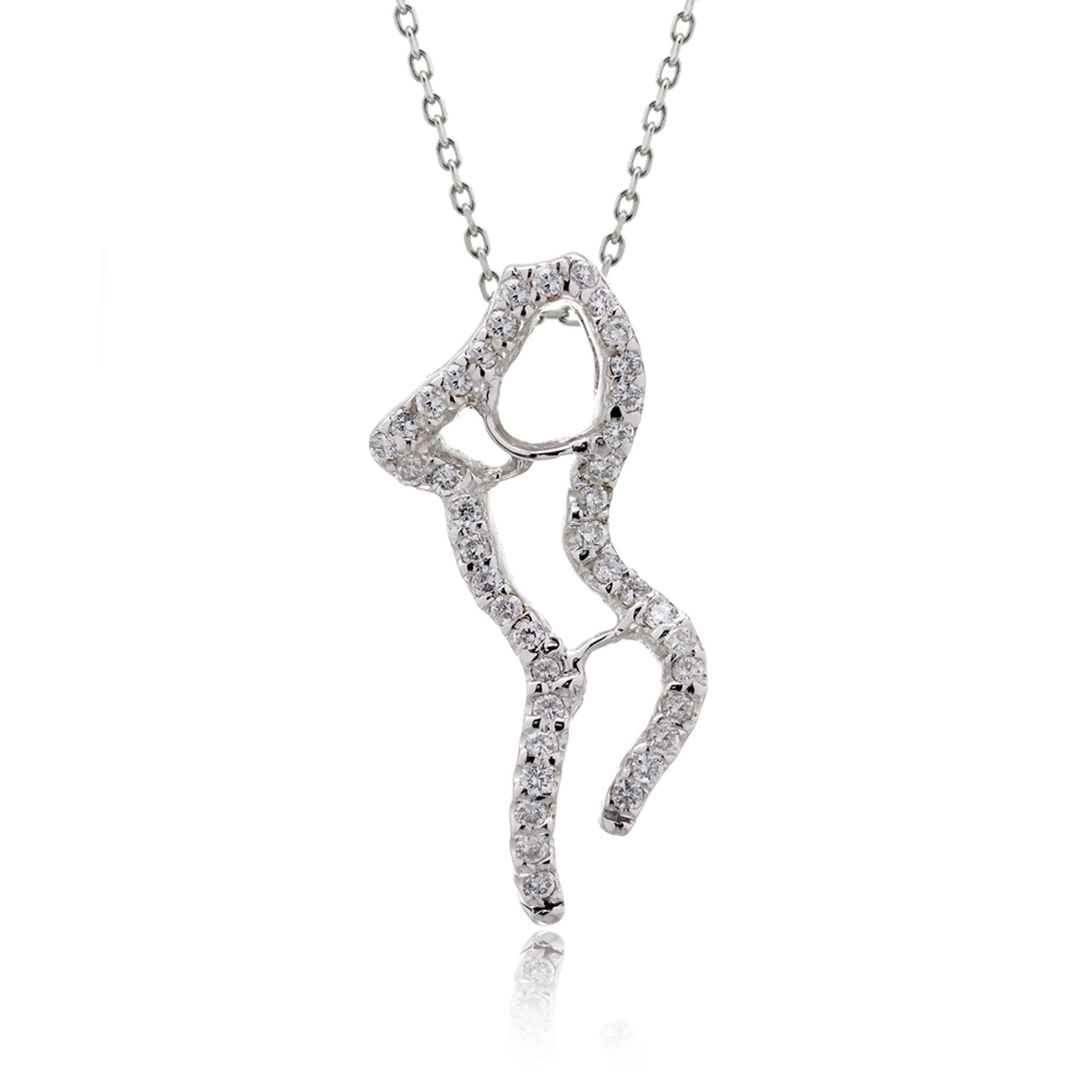 Woman silhouette diamond pendant