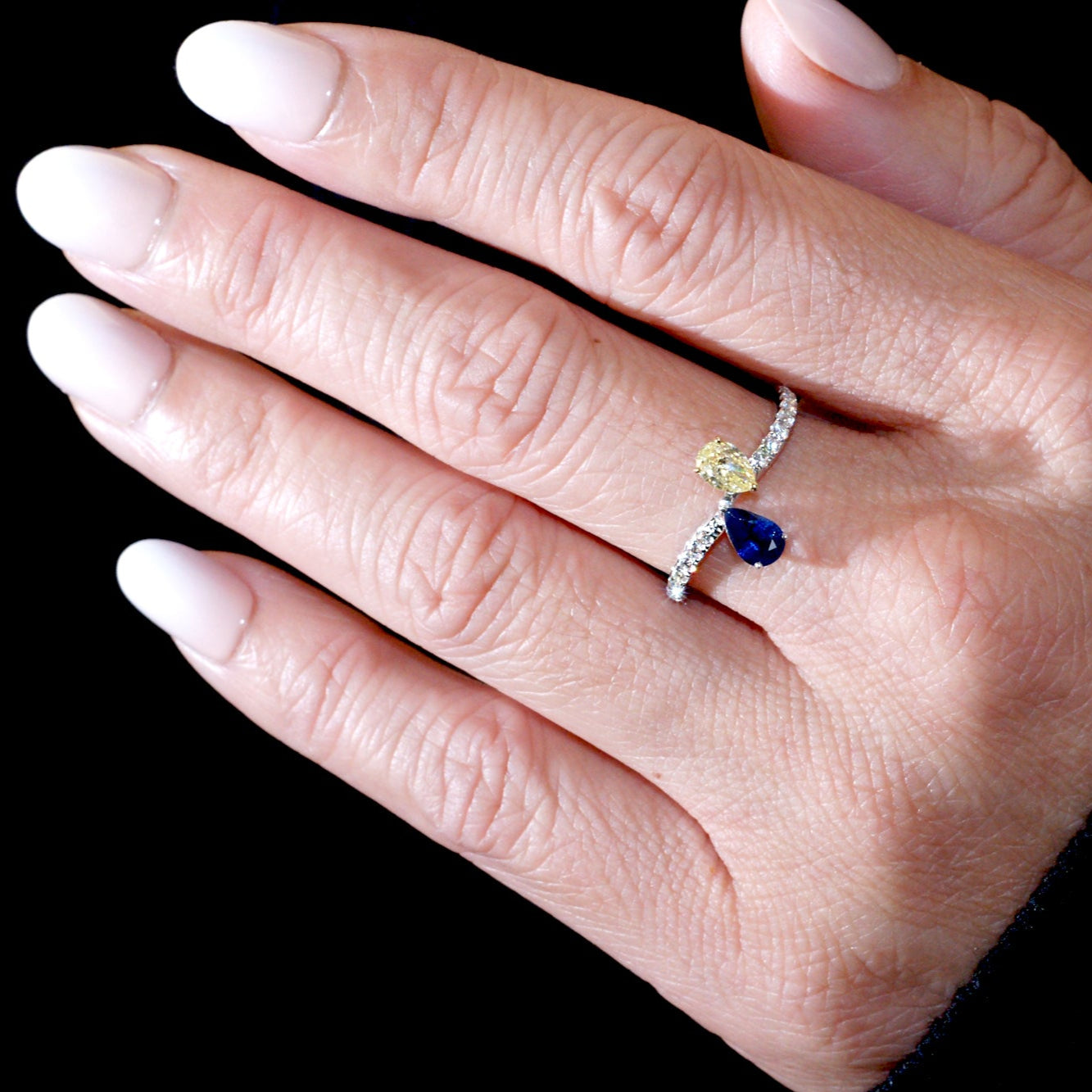 Toi Et Moi Sapphire Diamond Pear Ring