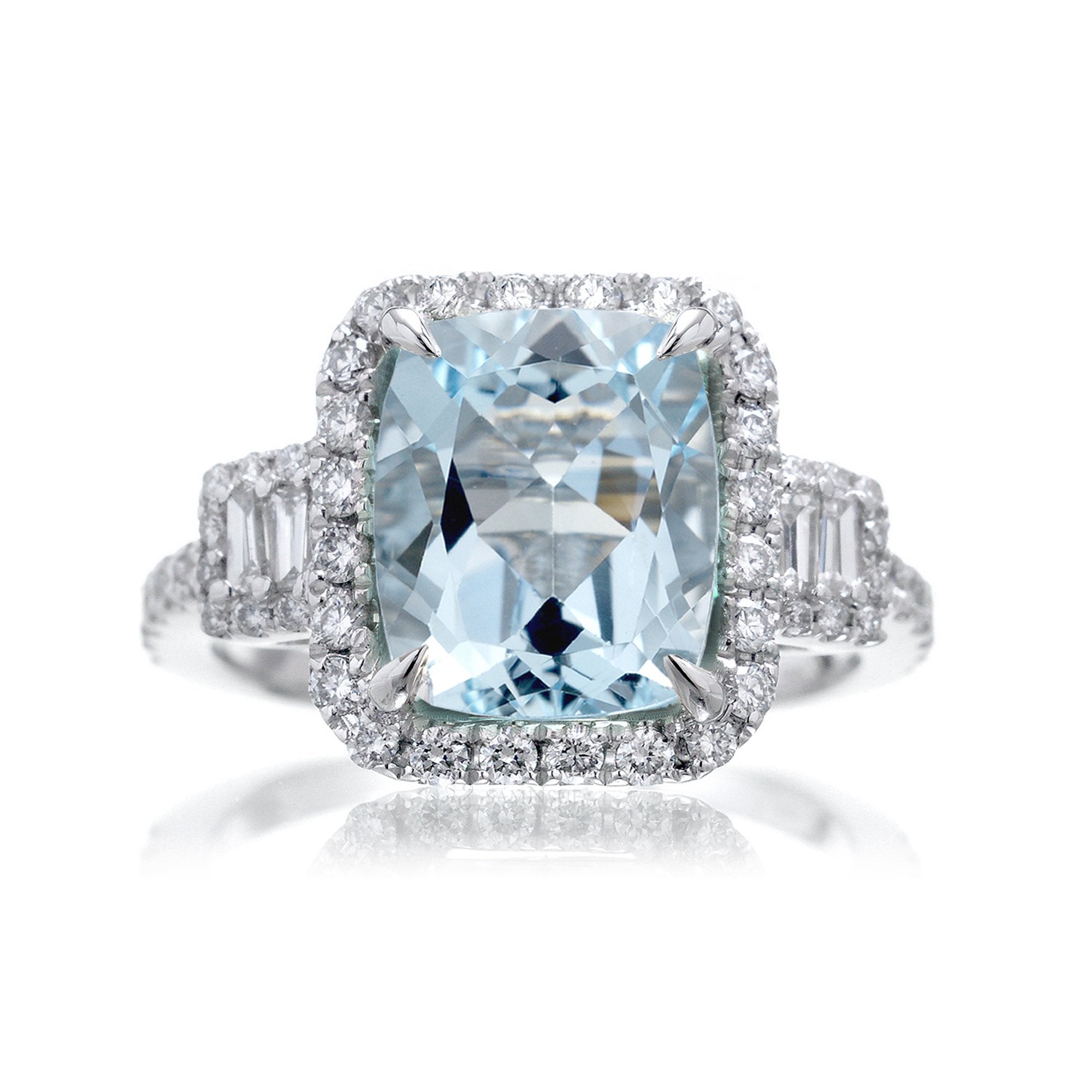 The Cali Cushion Cut Aquamarine Ring