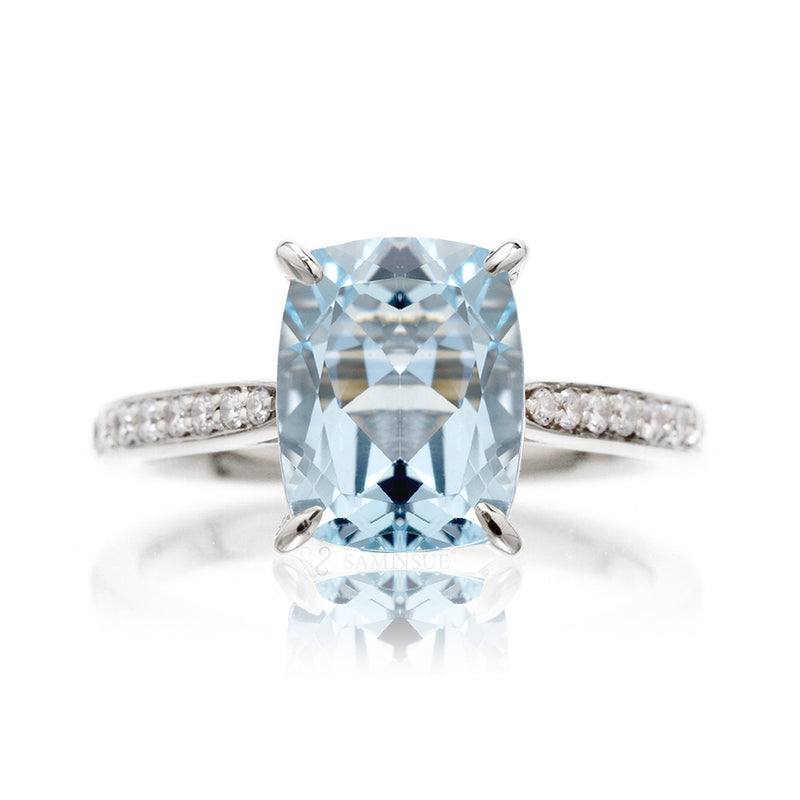 The Emily Cushion Aquamarine Engagement Ring – samNsue