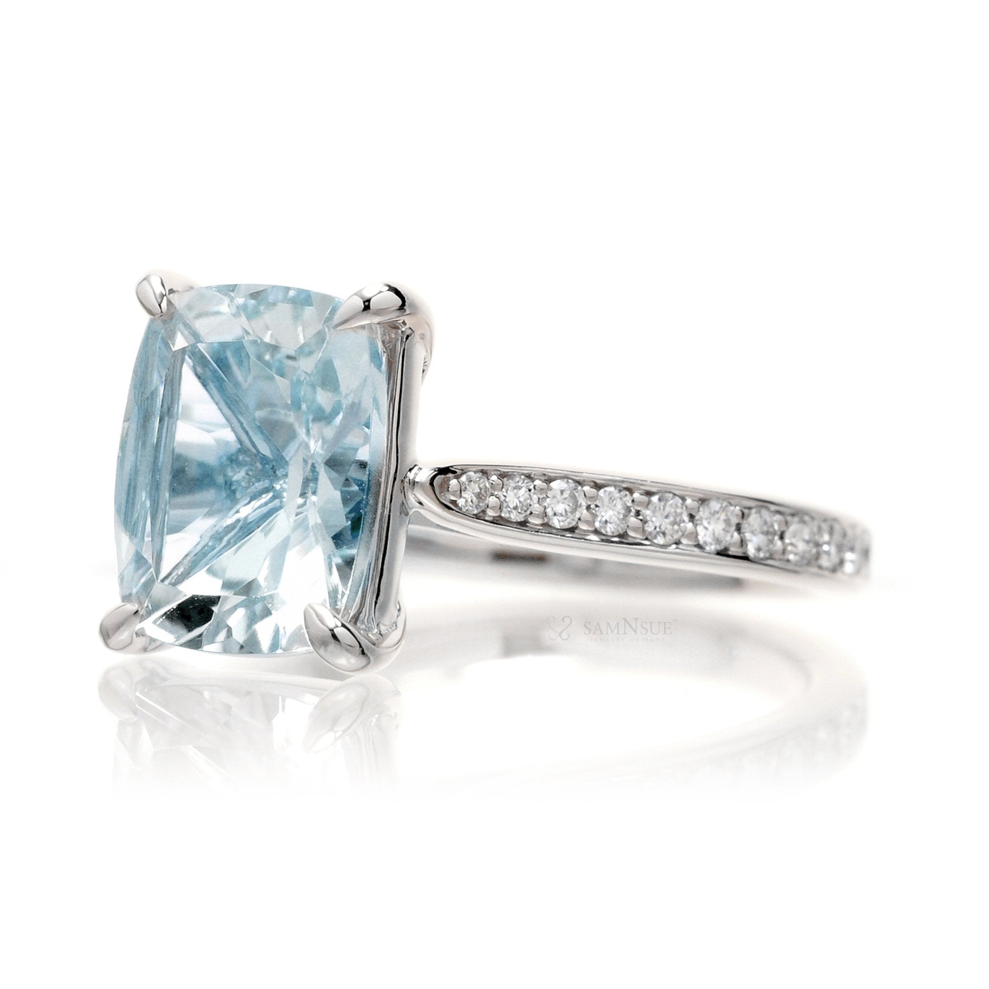 The Emily Cushion Aquamarine Engagement Ring – samNsue