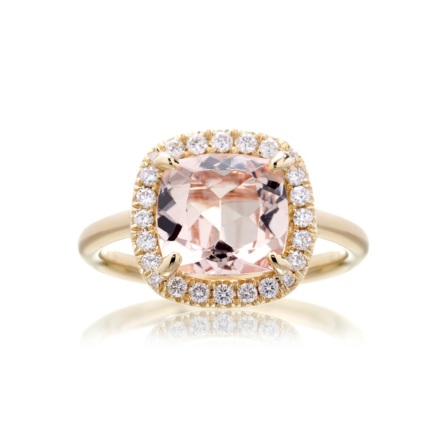 The Drenched Square Cushion Morganite Ring