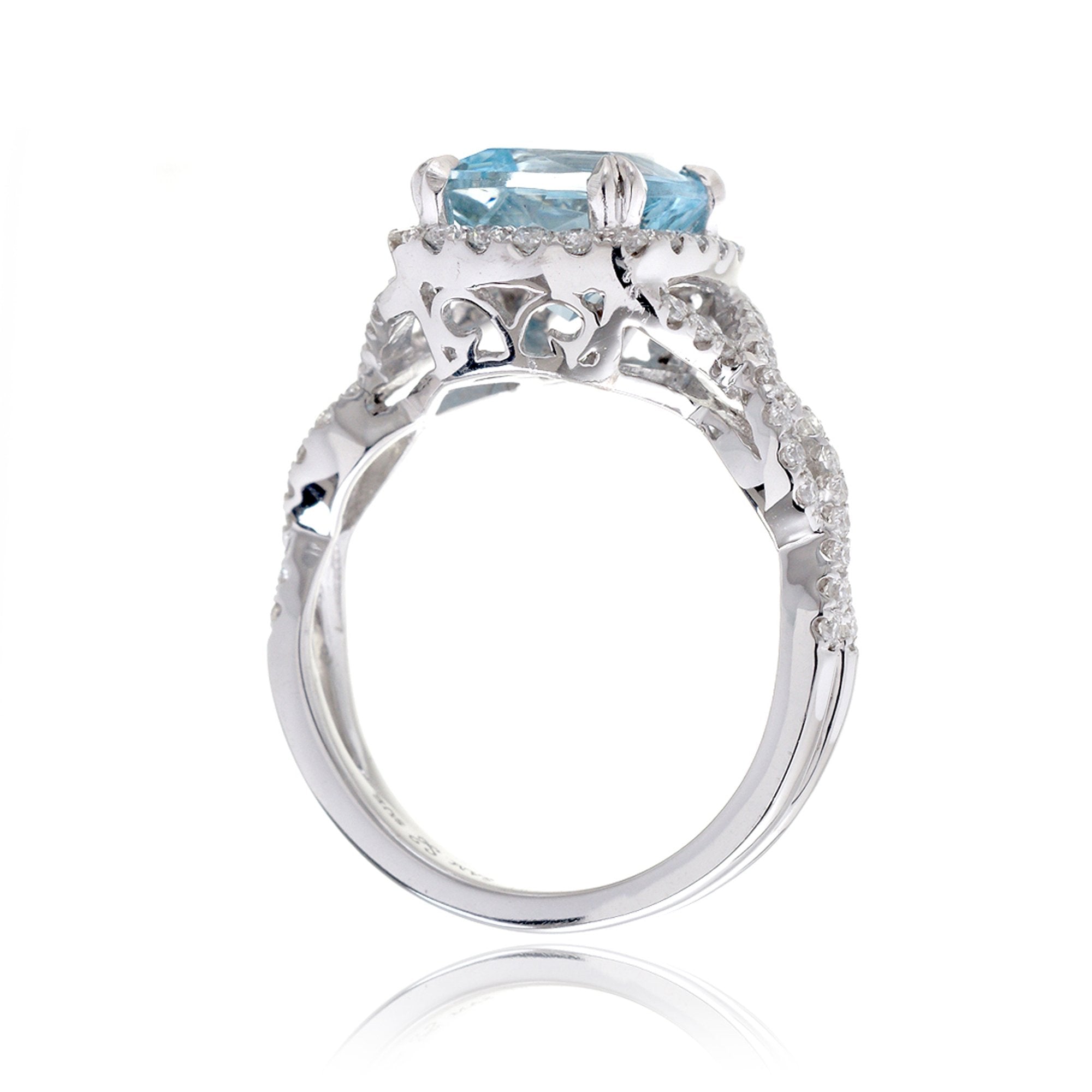 The Shelly Cushion Cut Aquamarine Ring