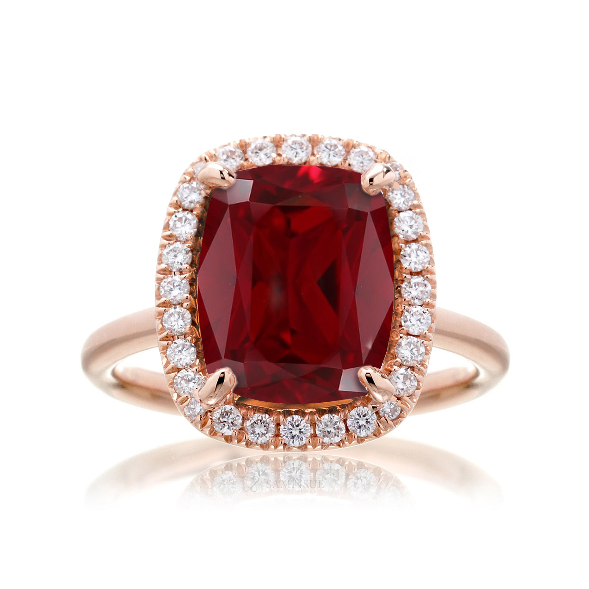 Ruby cushion clearance cut ring